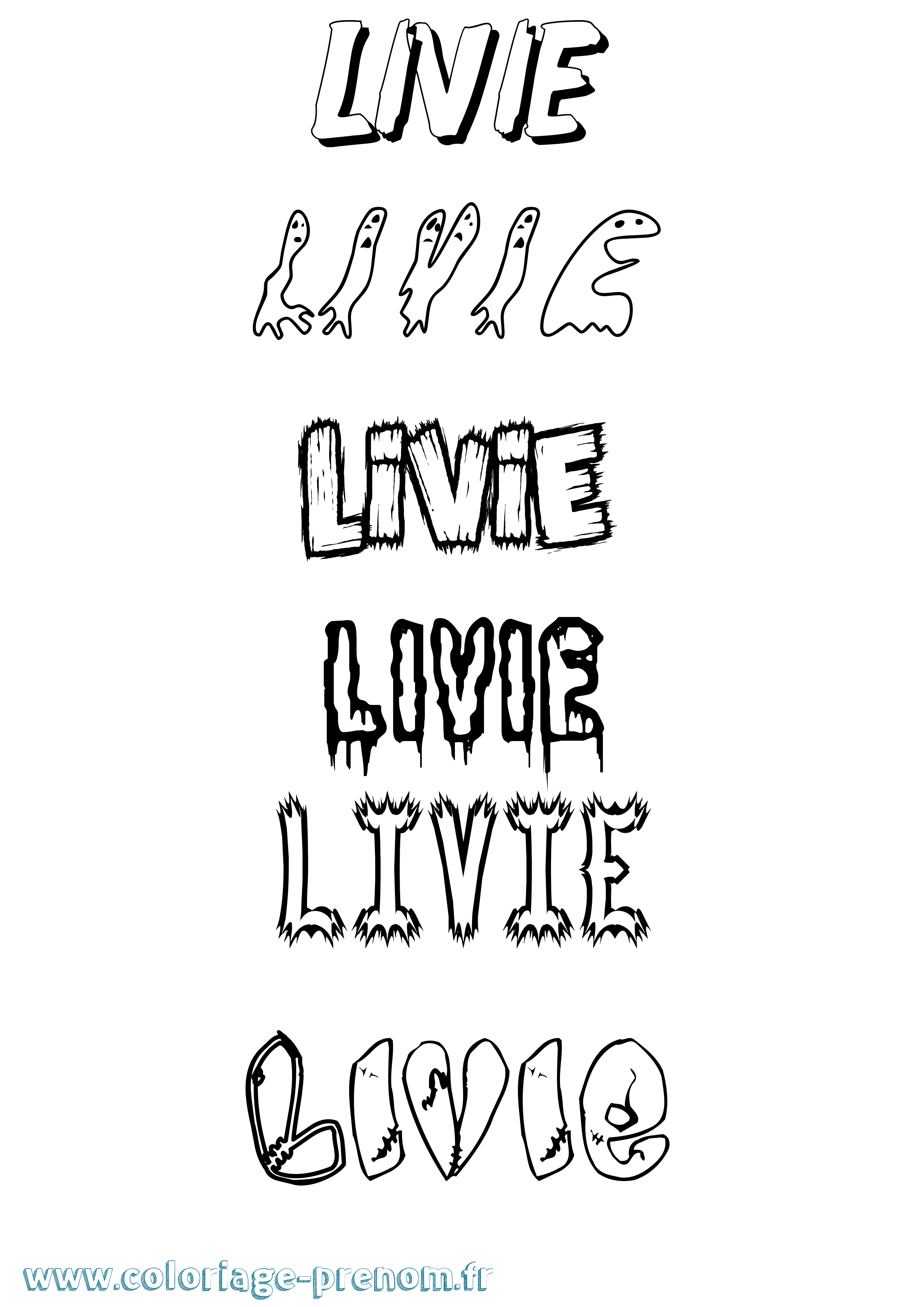 Coloriage Livie Frisson Coloriage prénom Livie Frisson
