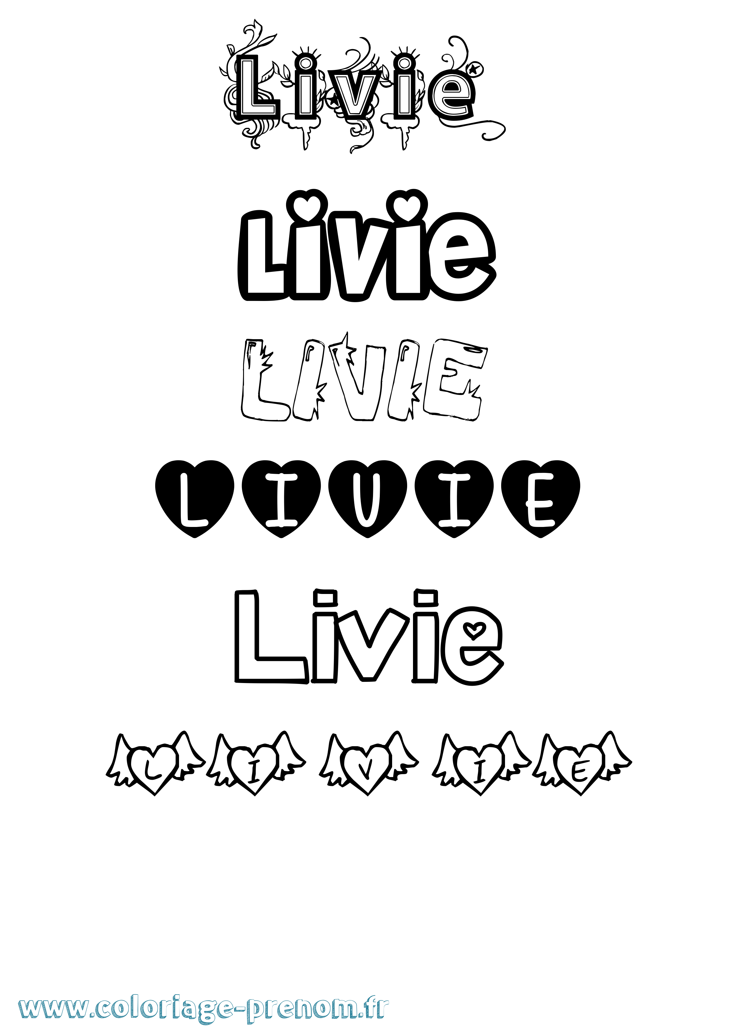 Coloriage Livie Girly Coloriage prénom Livie Girly
