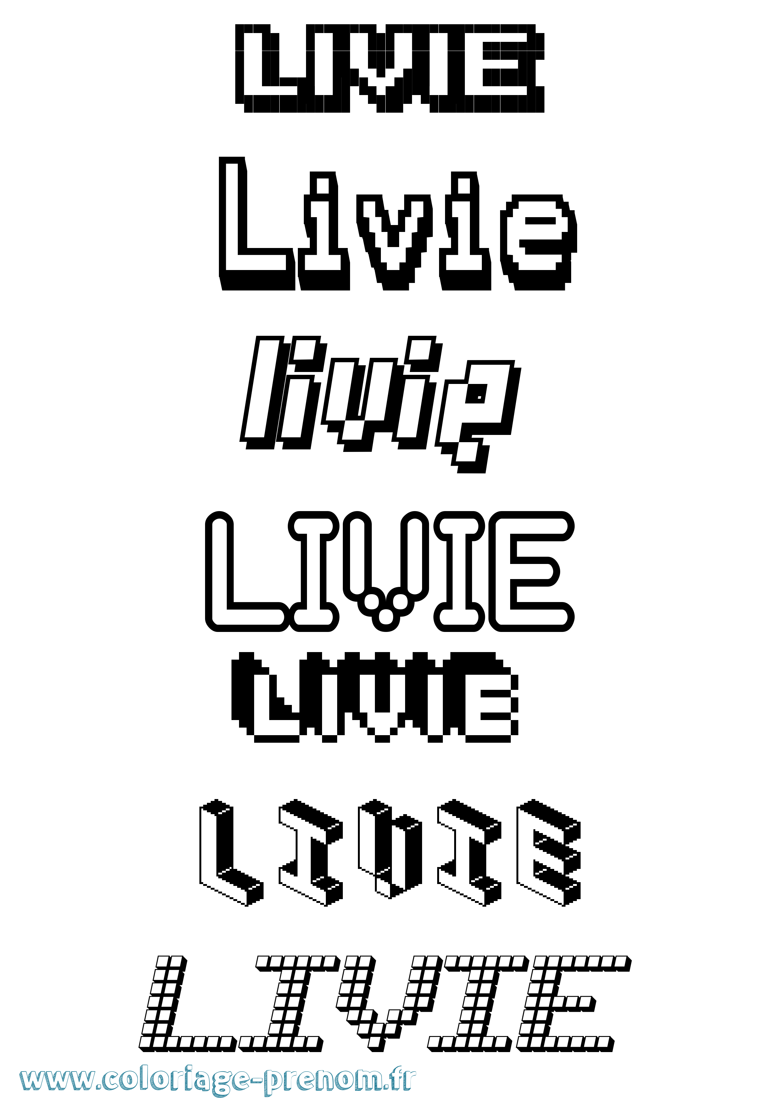 Coloriage Livie Pixel Coloriage prénom Livie Pixel