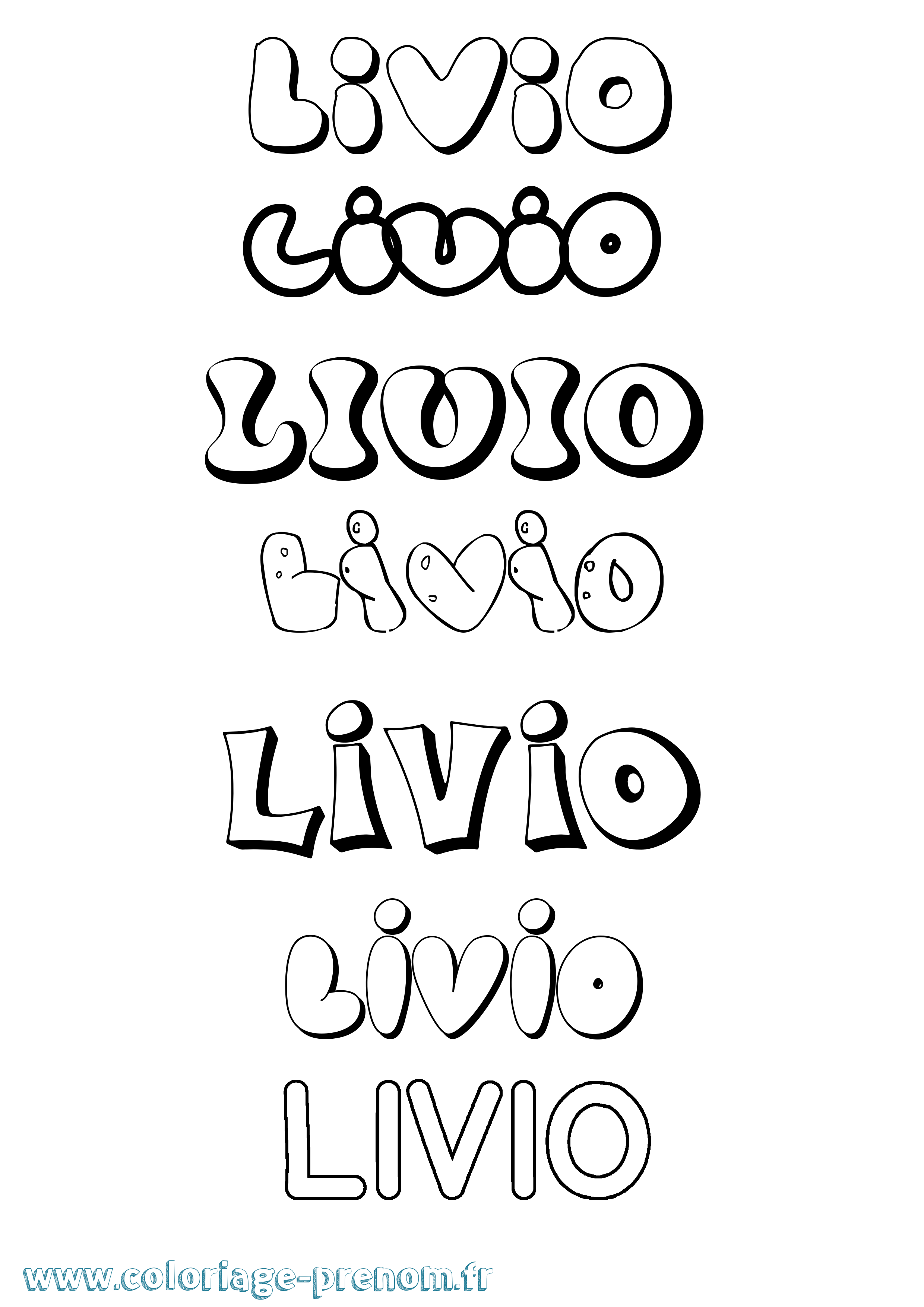 Coloriage prénom Livio Bubble
