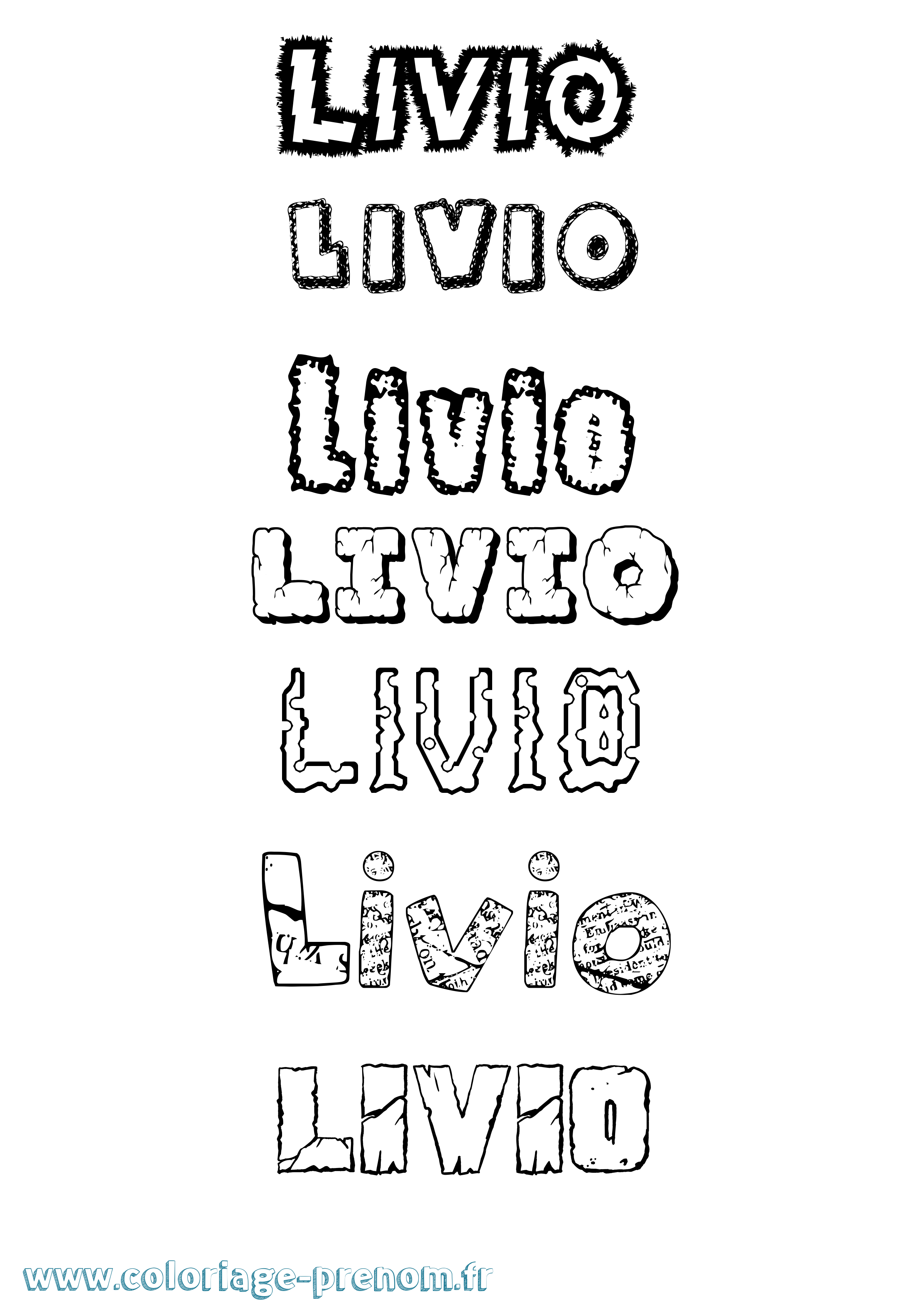 Coloriage prénom Livio Destructuré