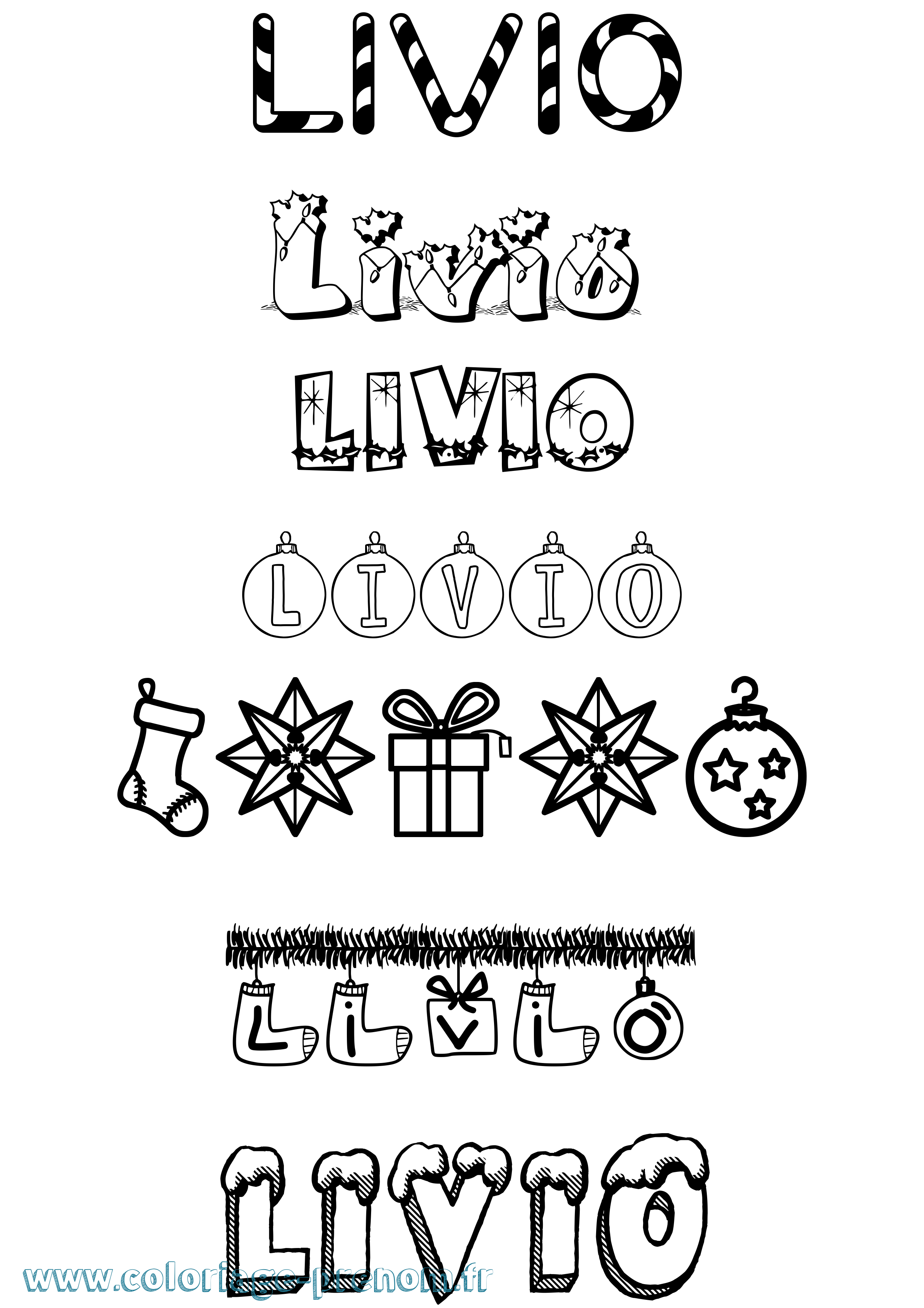 Coloriage prénom Livio Noël