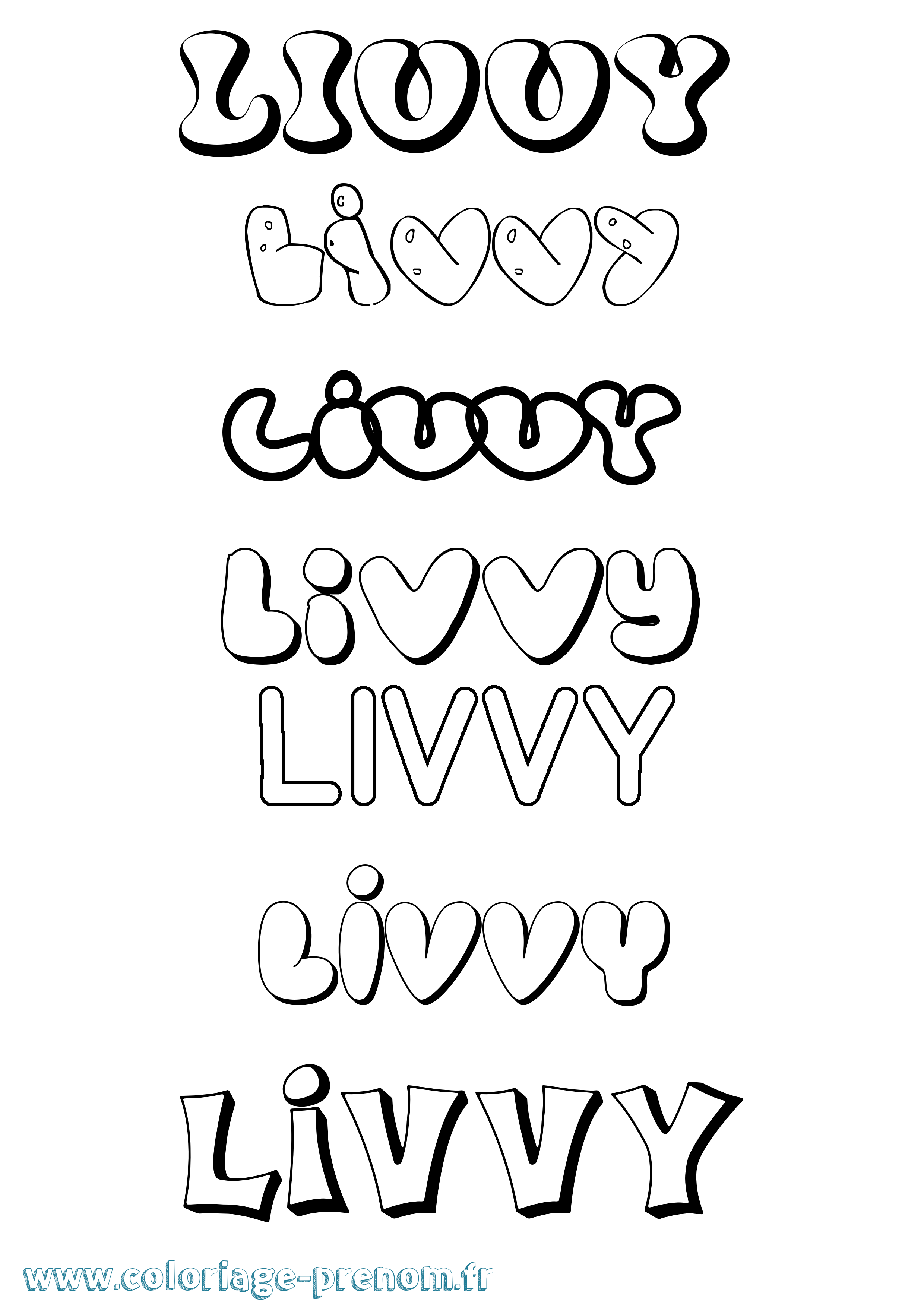 Coloriage Livvy Bubble Coloriage prénom Livvy Bubble