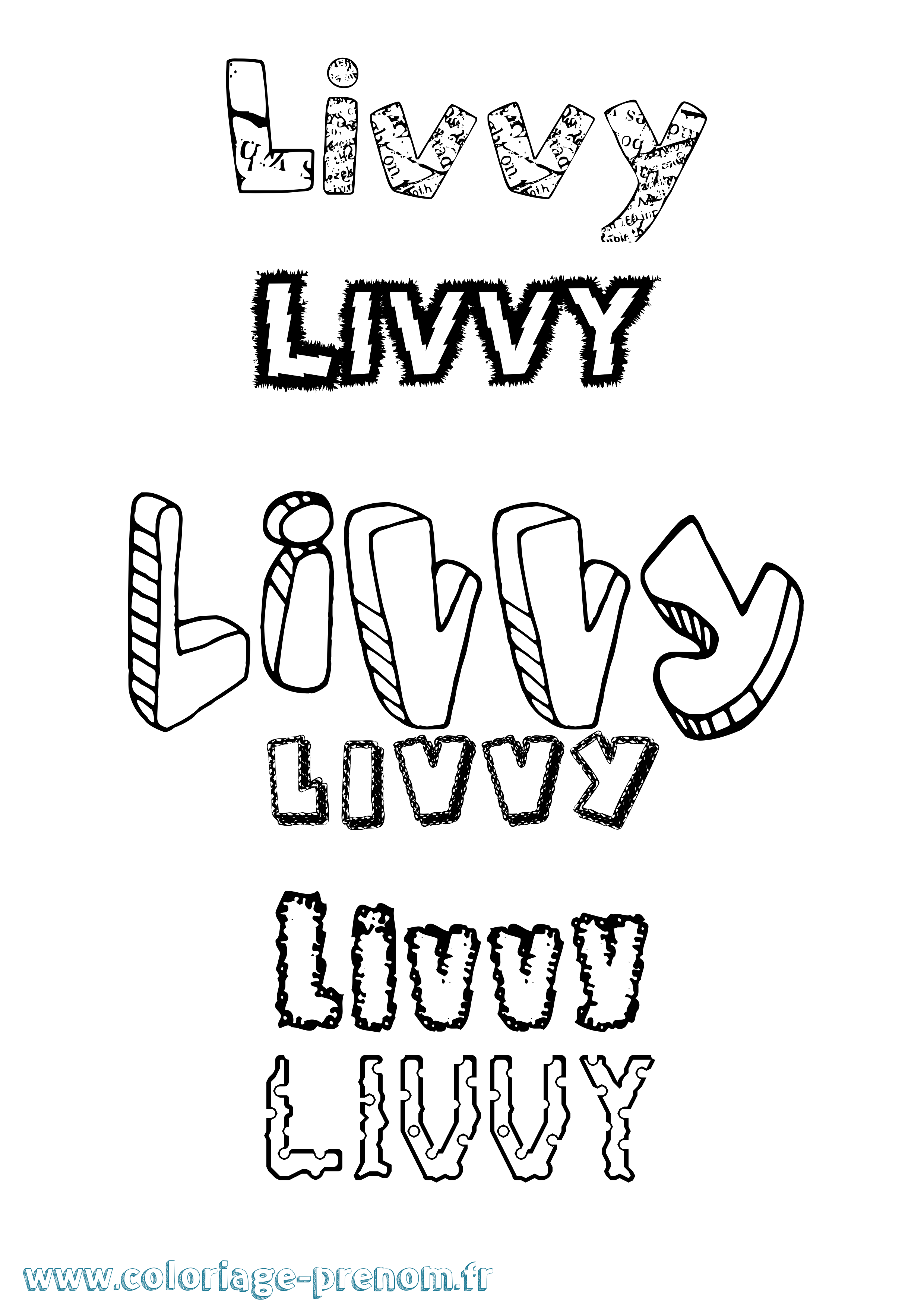 Coloriage Livvy Destructuré Coloriage prénom Livvy Destructuré