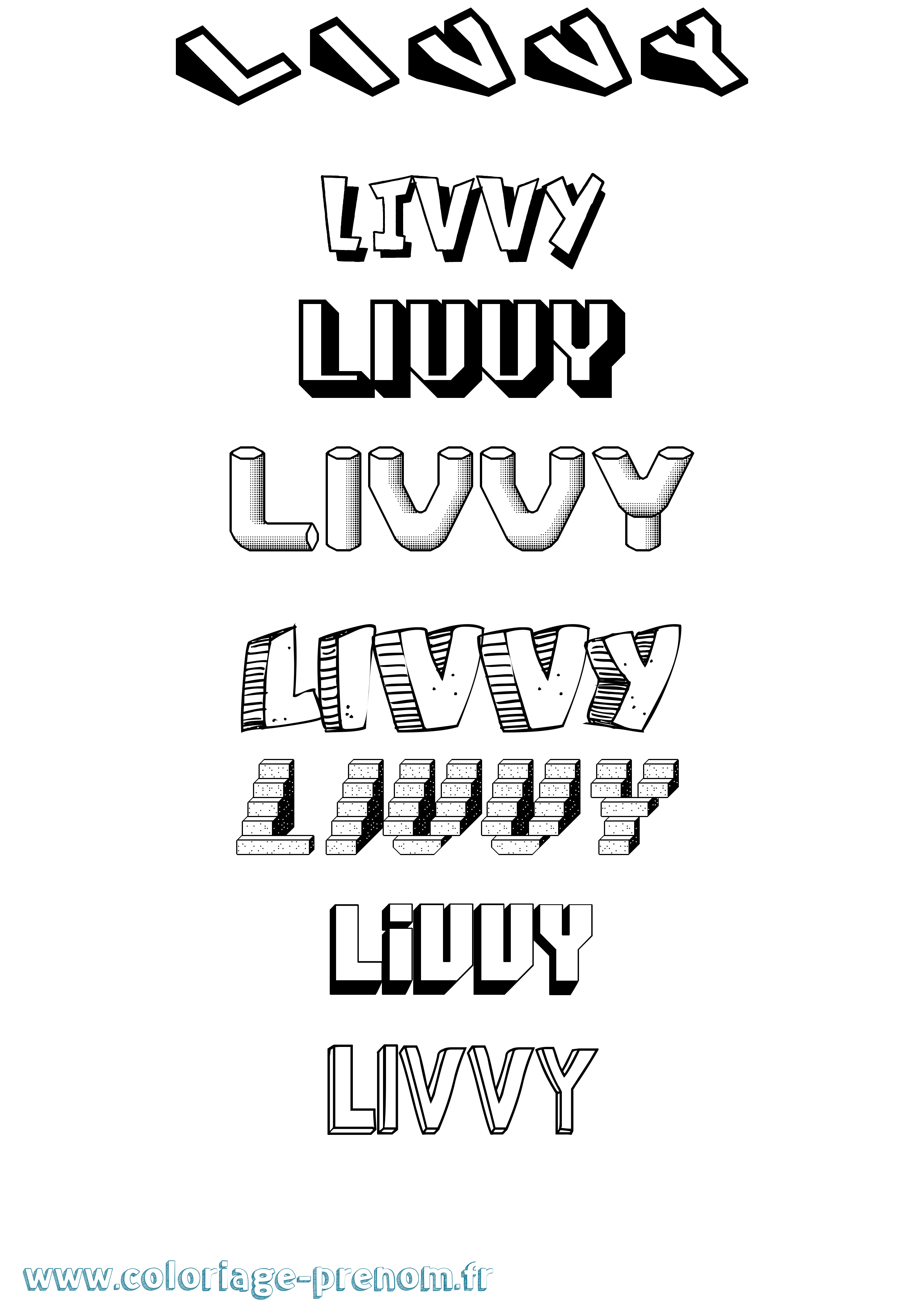Coloriage Livvy Effet 3D Coloriage prénom Livvy Effet 3D