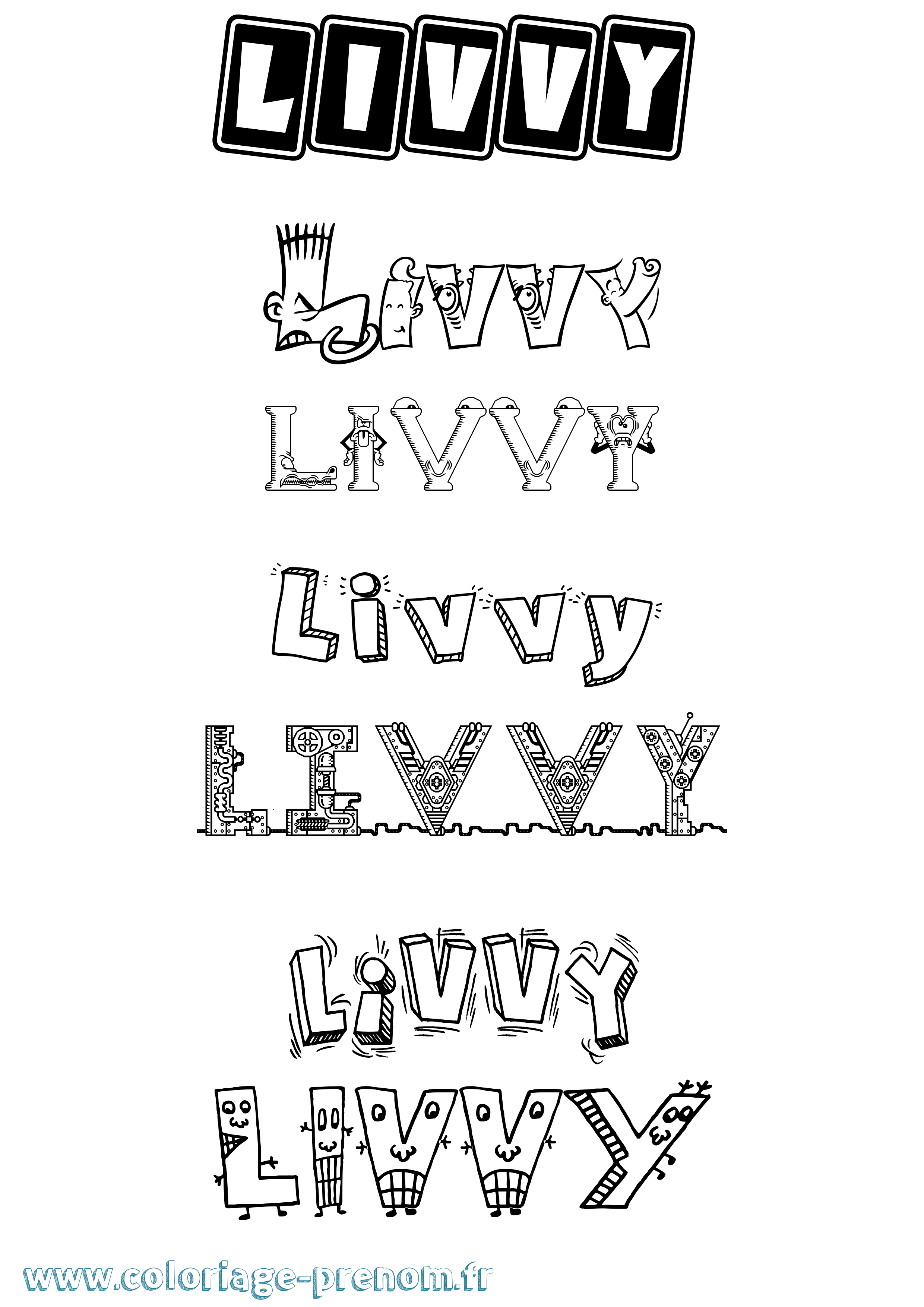 Coloriage prénom Livvy Fun