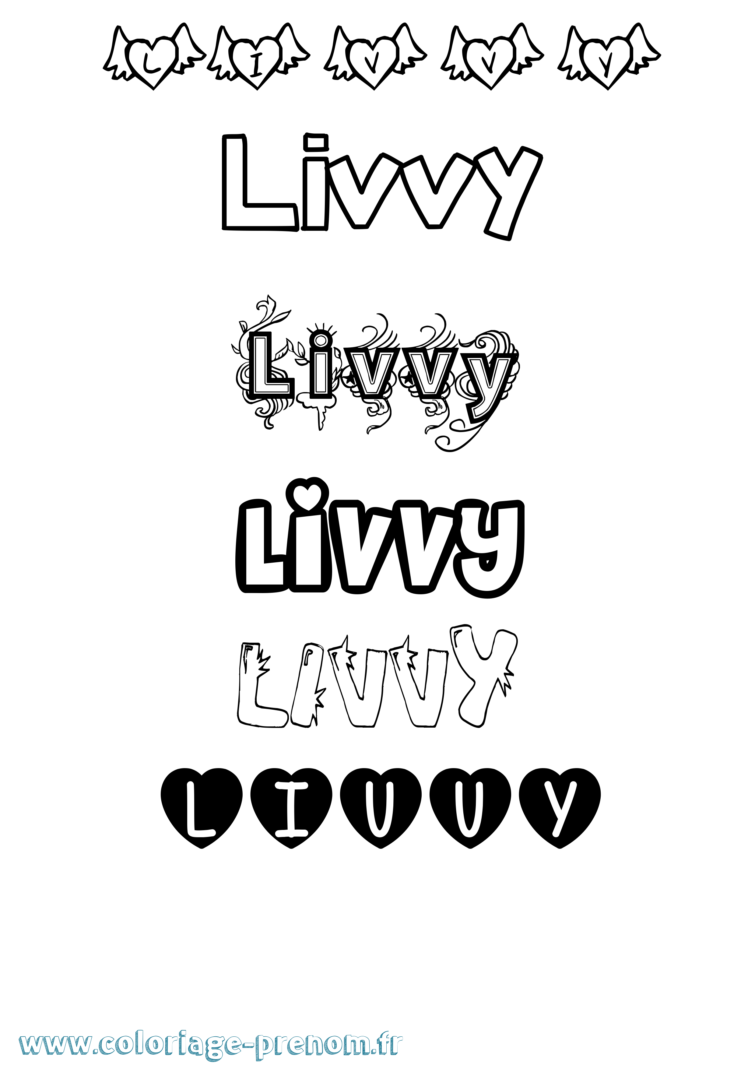 Coloriage Livvy Girly Coloriage prénom Livvy Girly