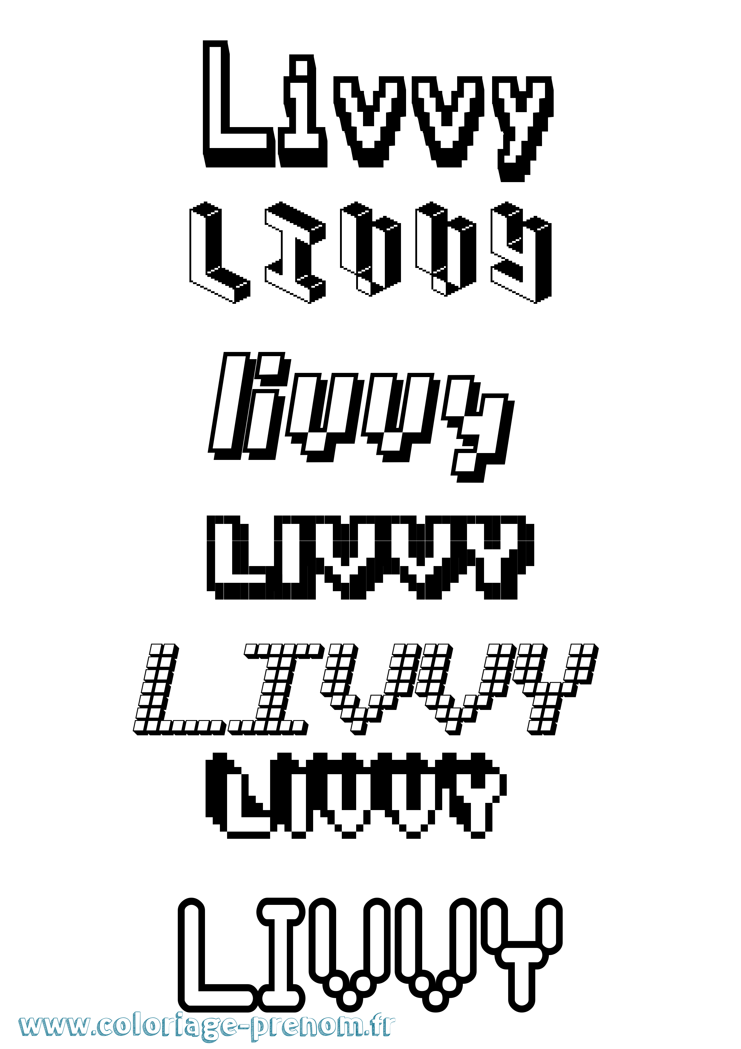 Coloriage prénom Livvy Pixel