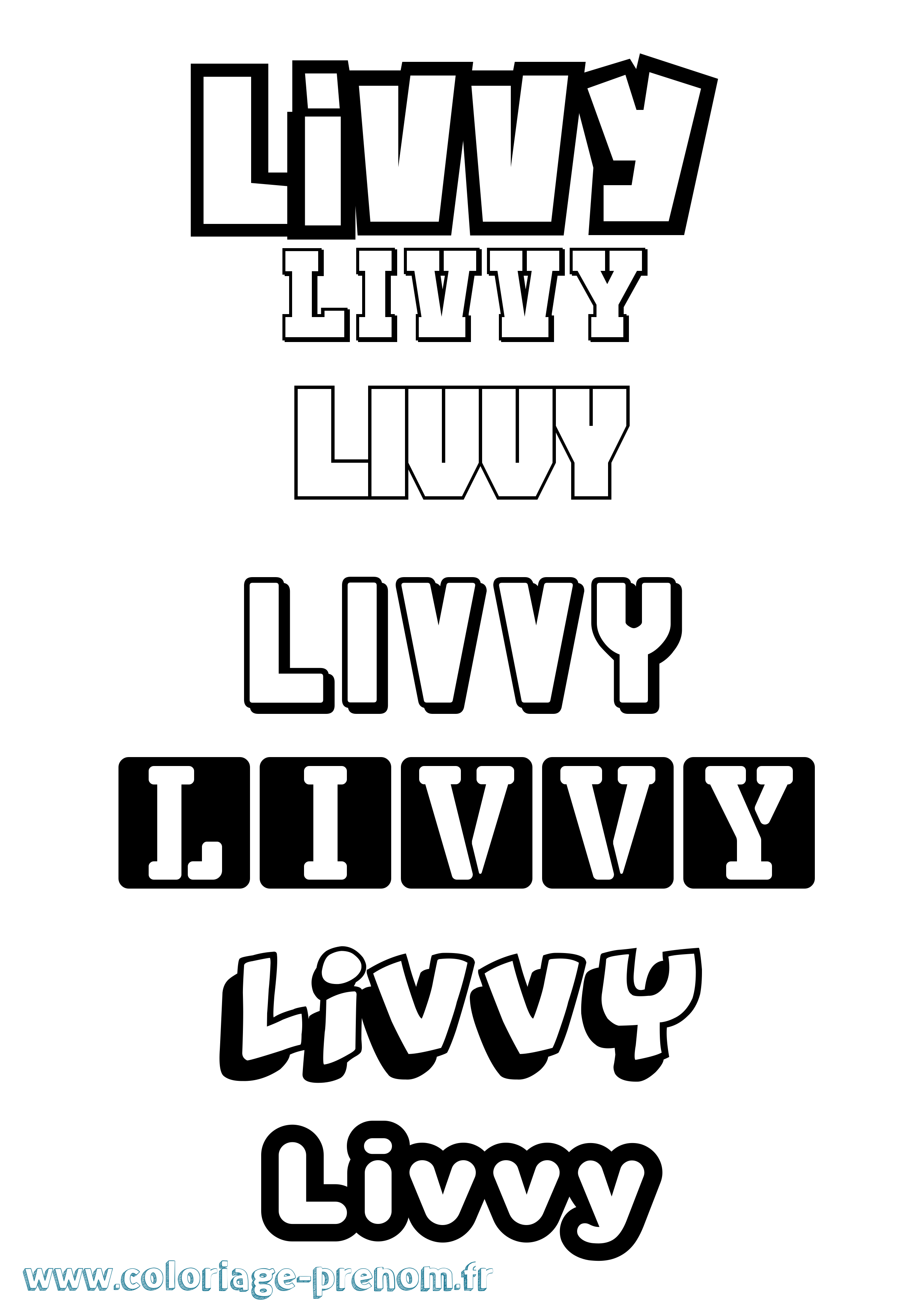Coloriage Livvy Simple Coloriage prénom Livvy Simple