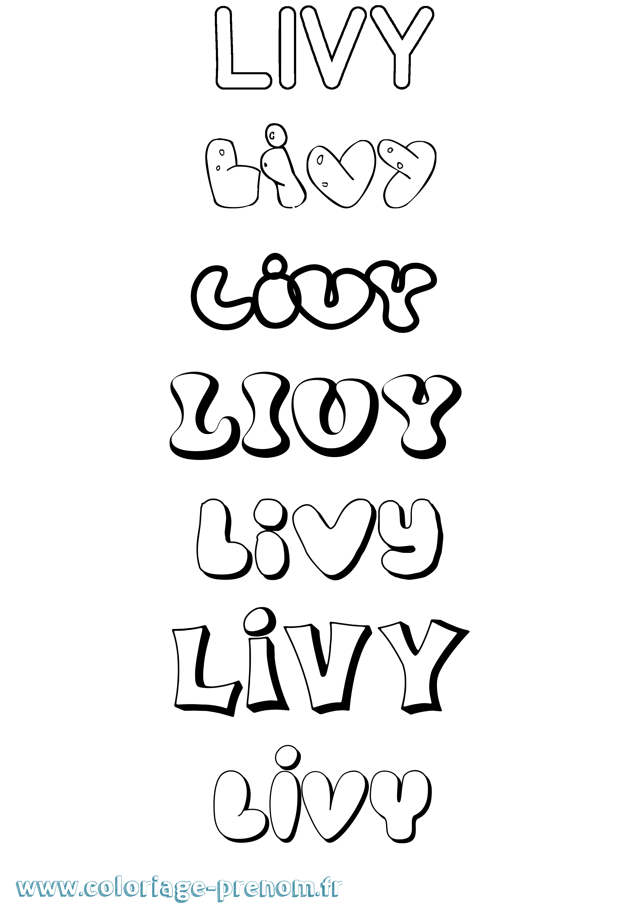 Coloriage Livy Bubble Coloriage prénom Livy Bubble