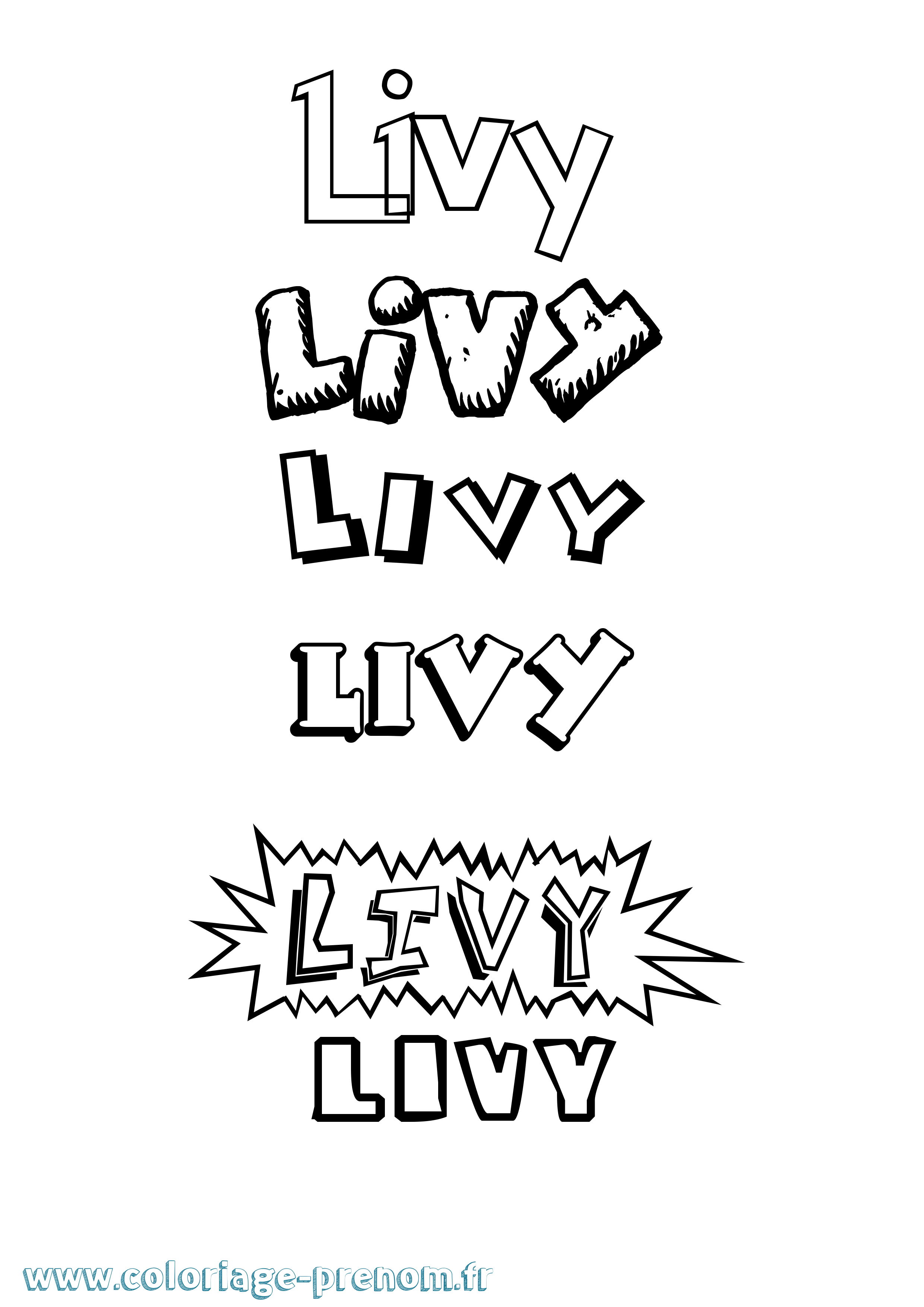 Coloriage Livy Dessin Animé Coloriage prénom Livy Dessin Animé