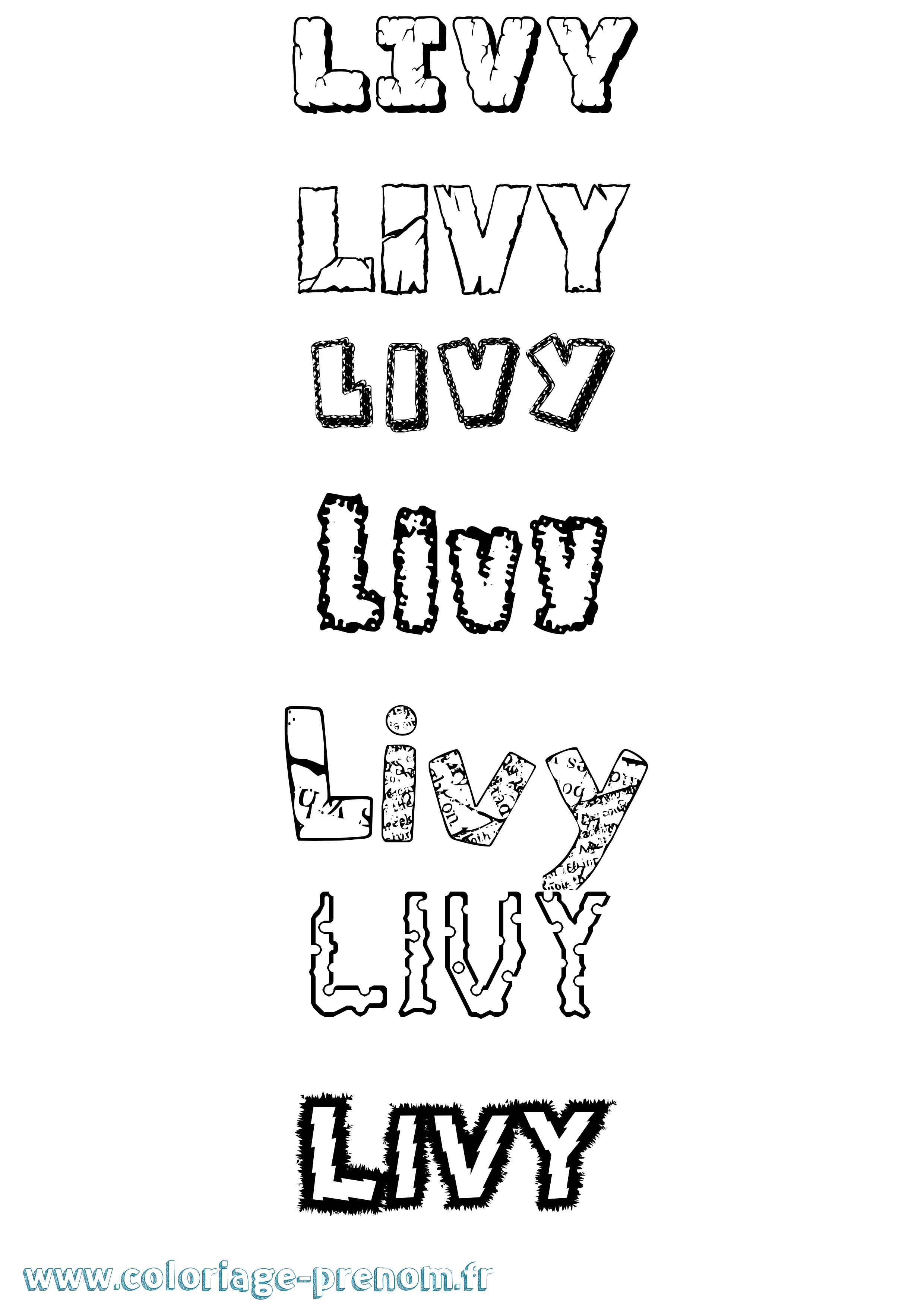 Coloriage Livy Destructuré Coloriage prénom Livy Destructuré