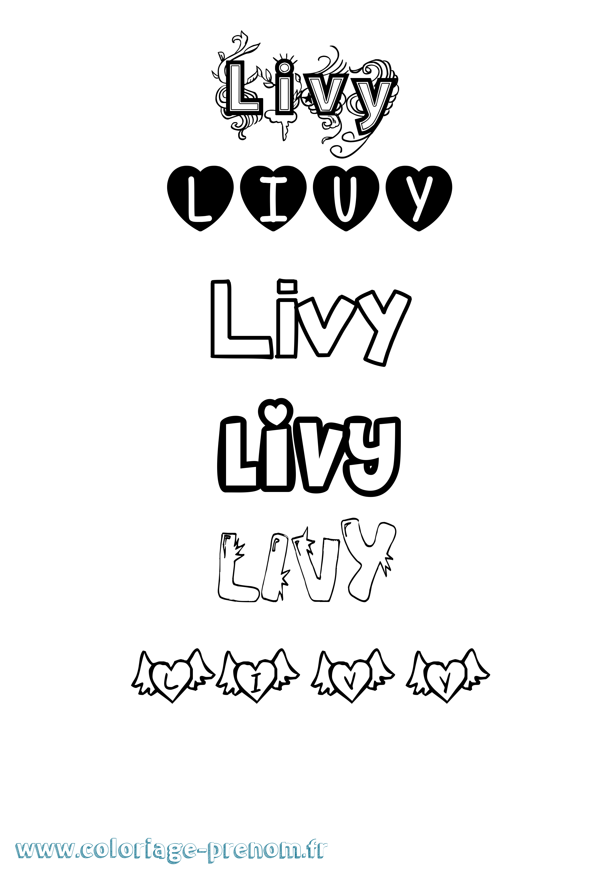 Coloriage Livy Girly Coloriage prénom Livy Girly