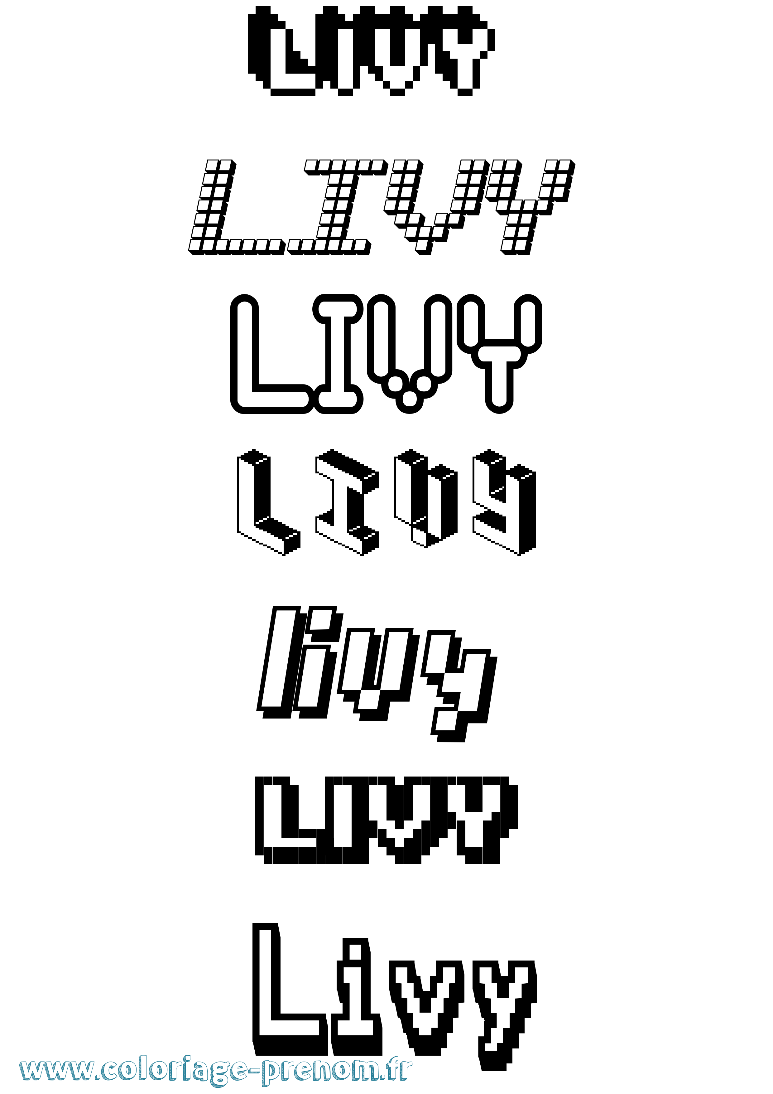 Coloriage Livy Pixel Coloriage prénom Livy Pixel