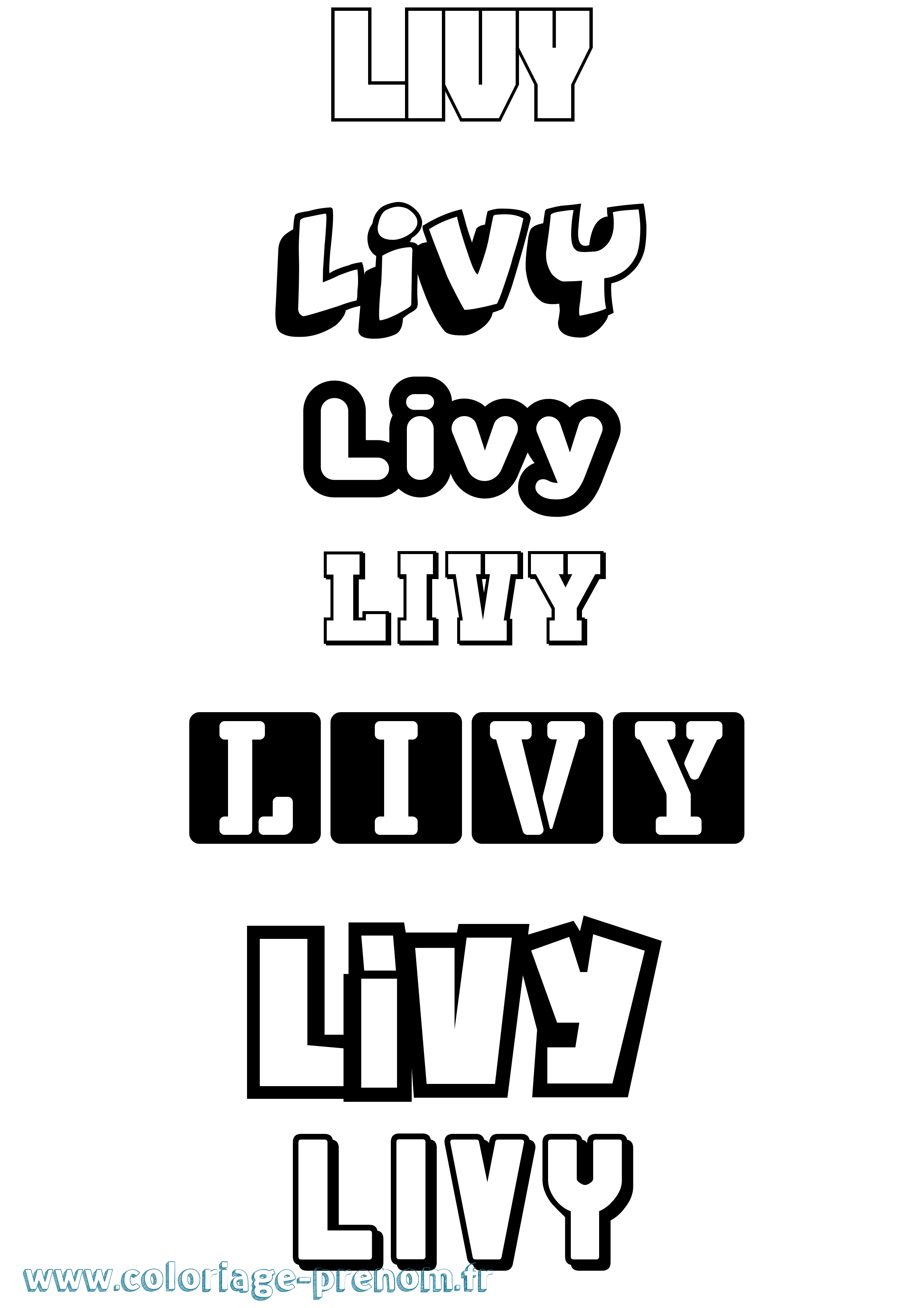 Coloriage Livy Simple Coloriage prénom Livy Simple