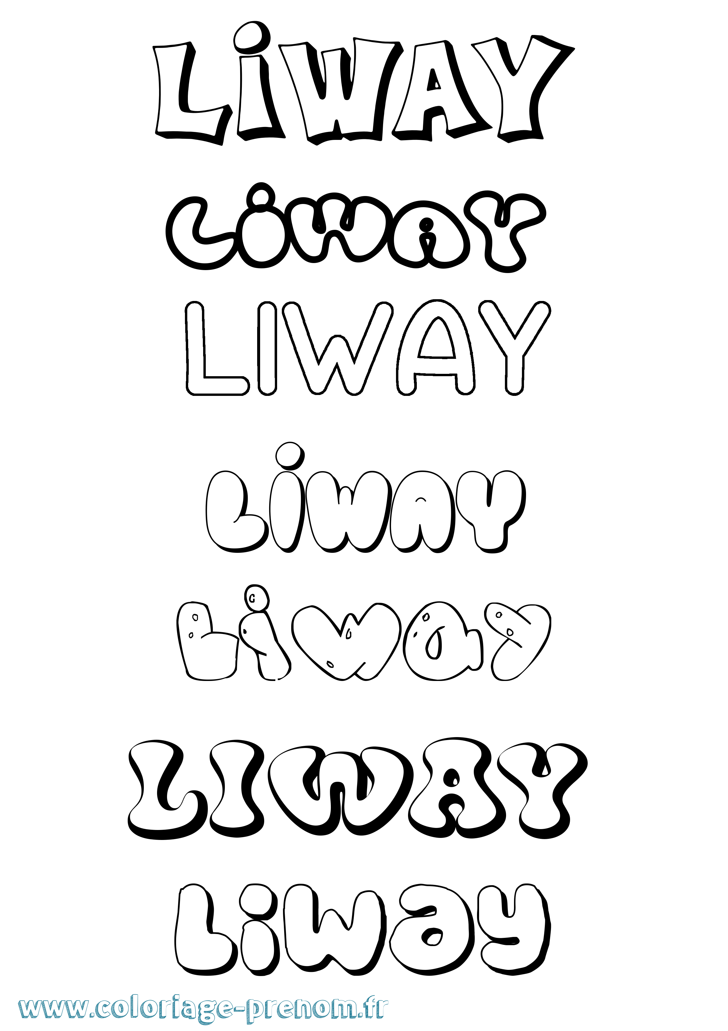 Coloriage Liway Bubble Coloriage prénom Liway Bubble