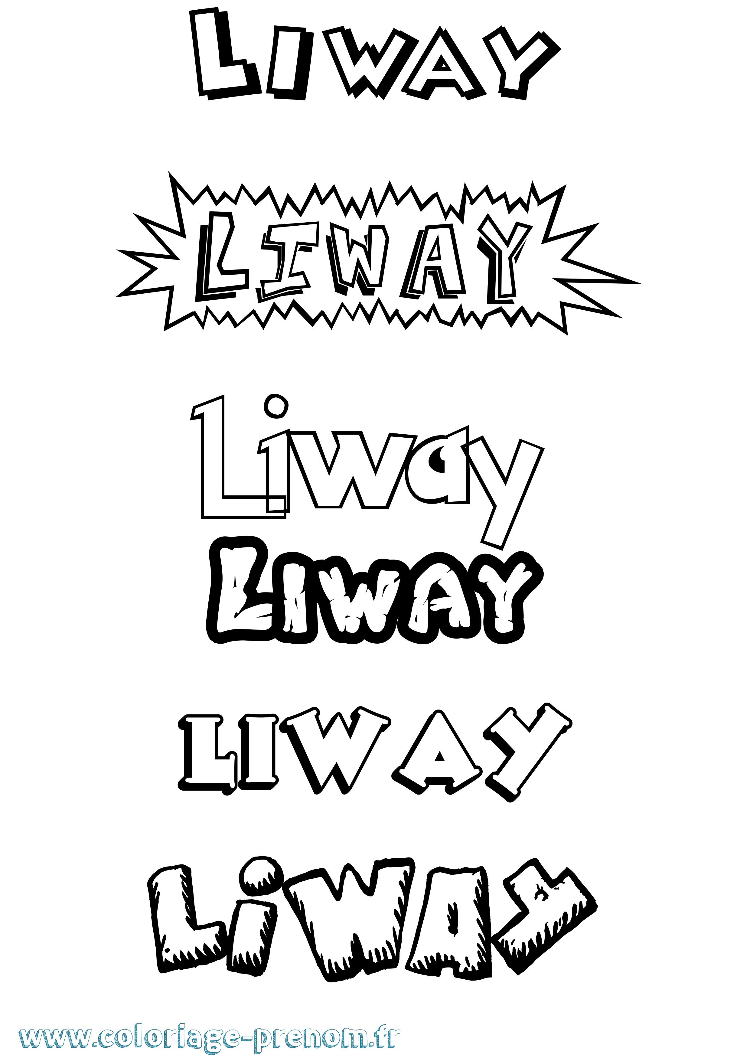 Coloriage Liway Dessin Animé Coloriage prénom Liway Dessin Animé