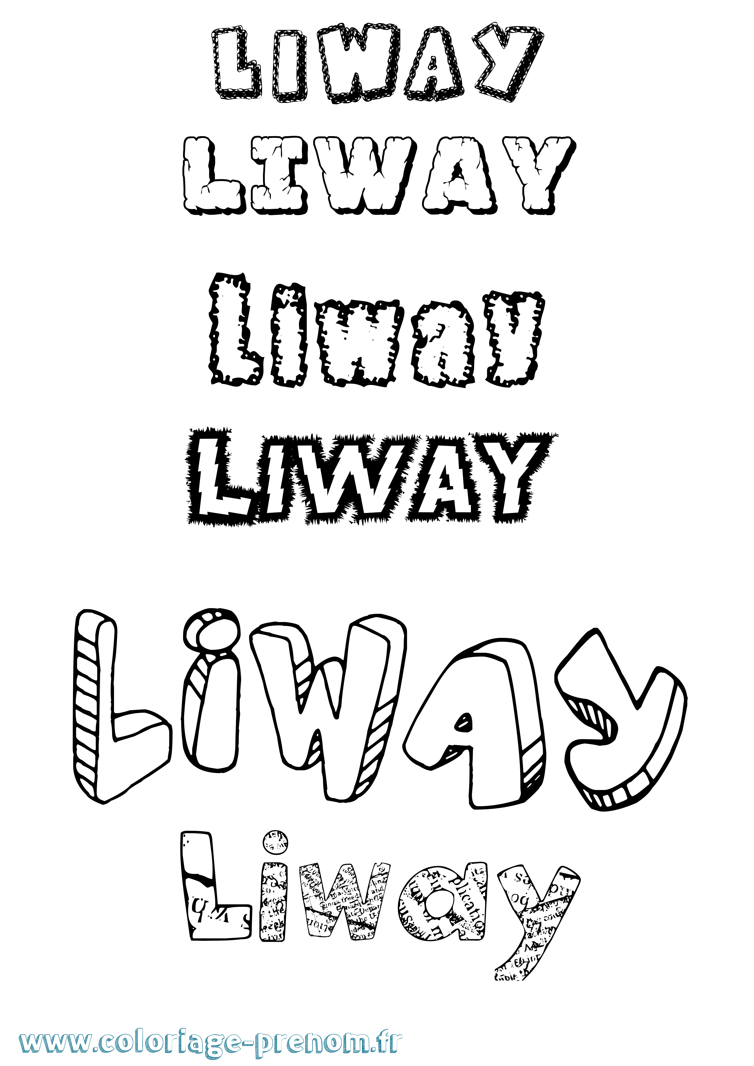 Coloriage Liway Destructuré Coloriage prénom Liway Destructuré
