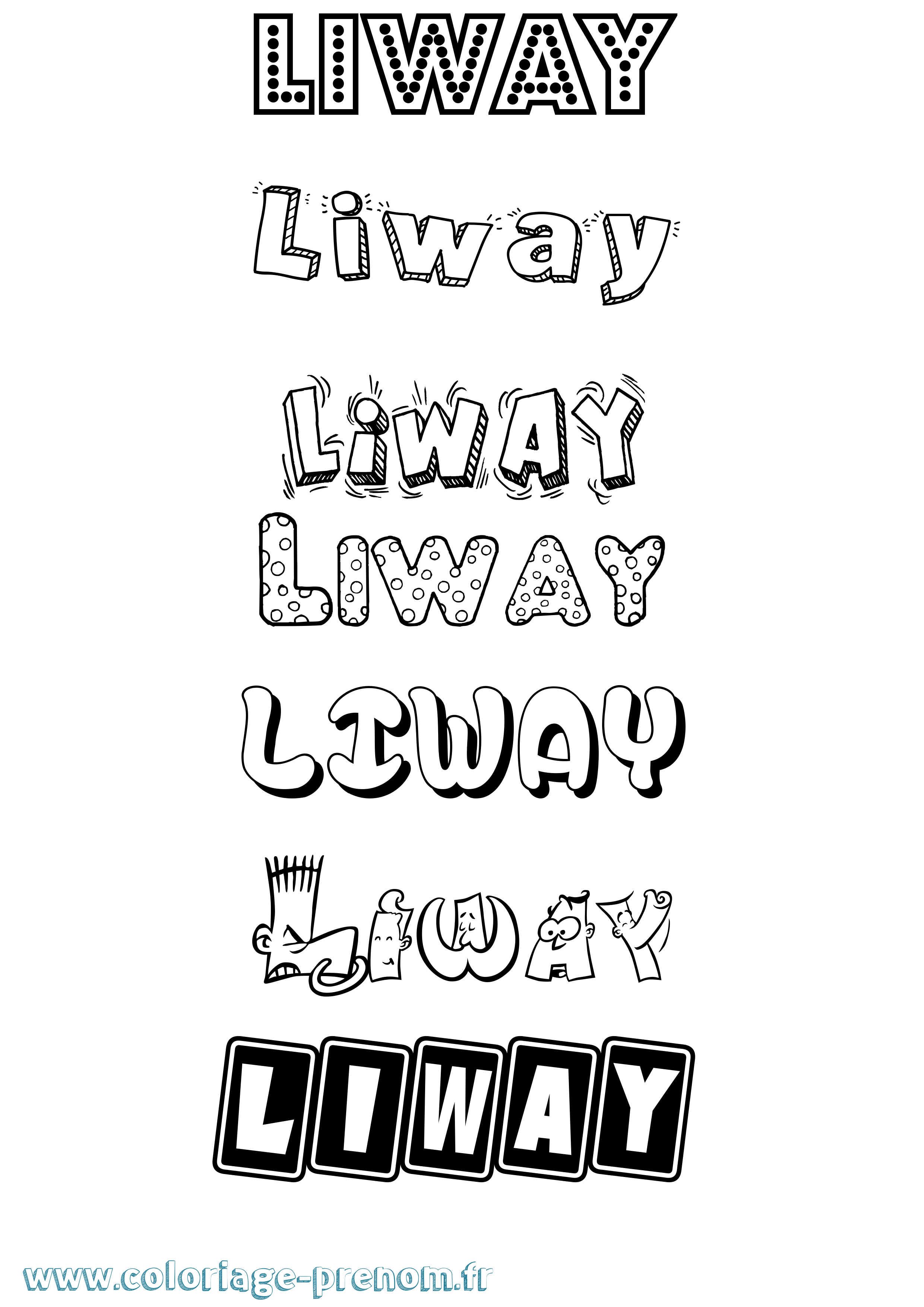 Coloriage Liway Fun Coloriage prénom Liway Fun