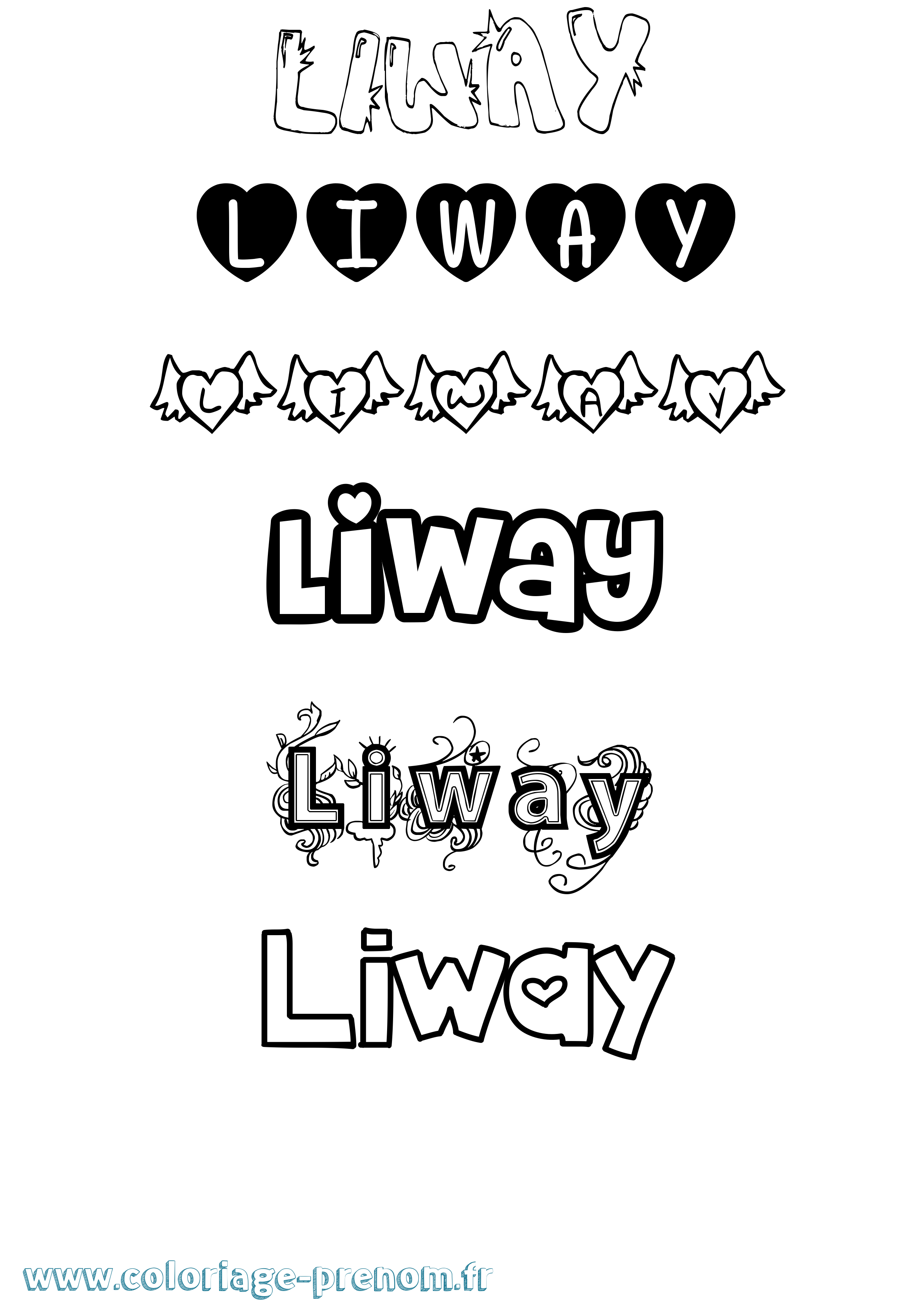 Coloriage Liway Girly Coloriage prénom Liway Girly