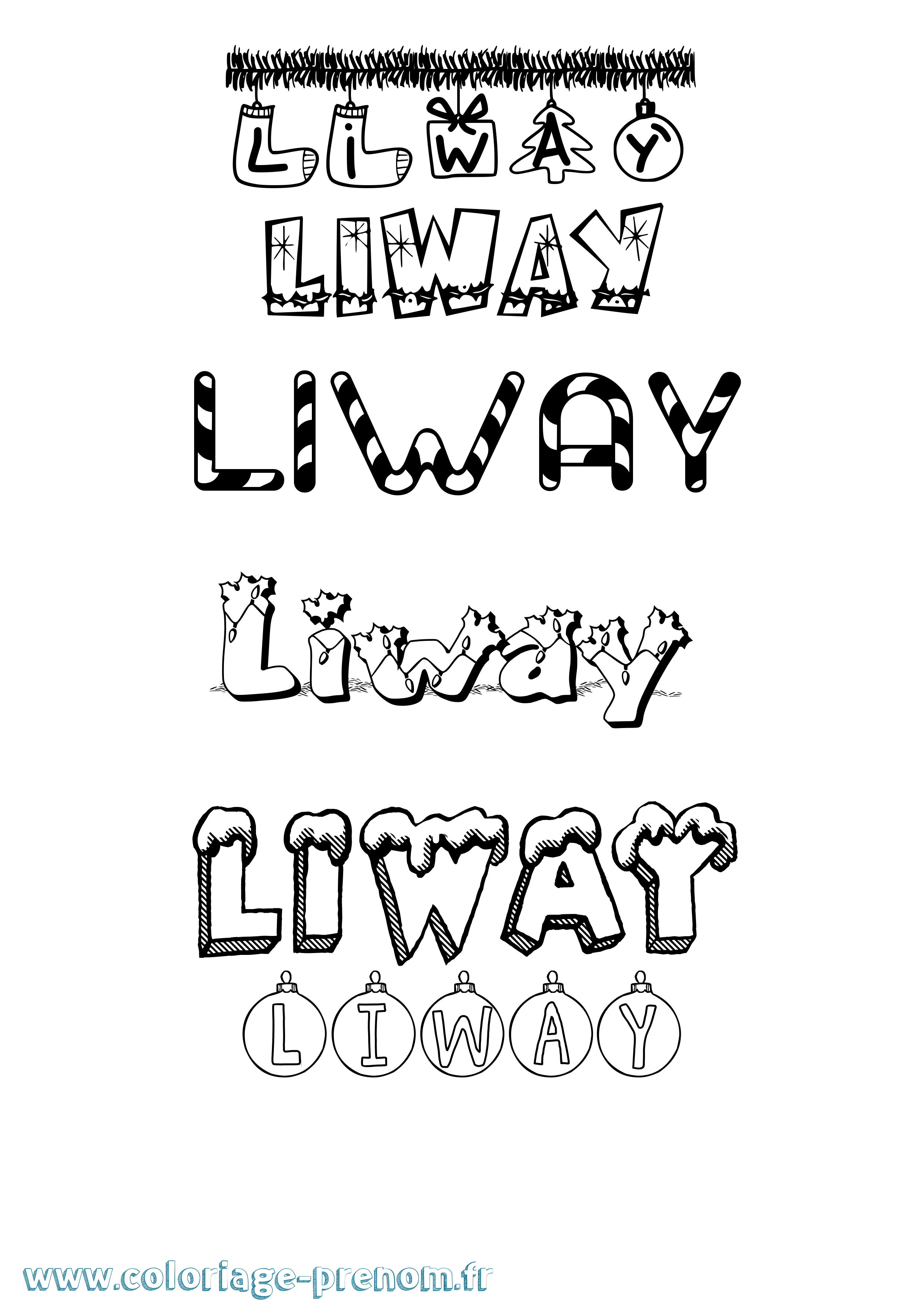 Coloriage Liway Noël Coloriage prénom Liway Noël