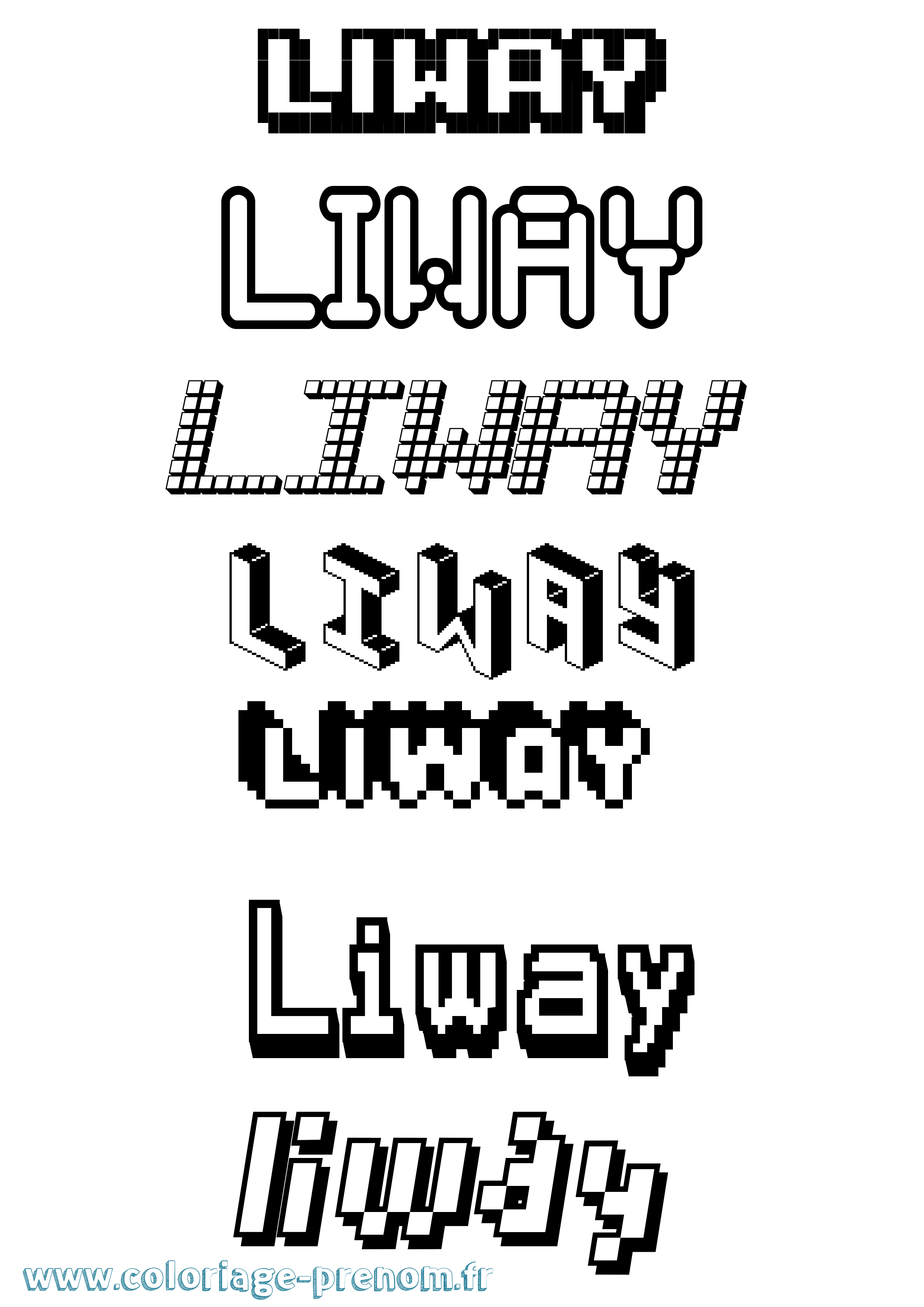 Coloriage Liway Pixel Coloriage prénom Liway Pixel