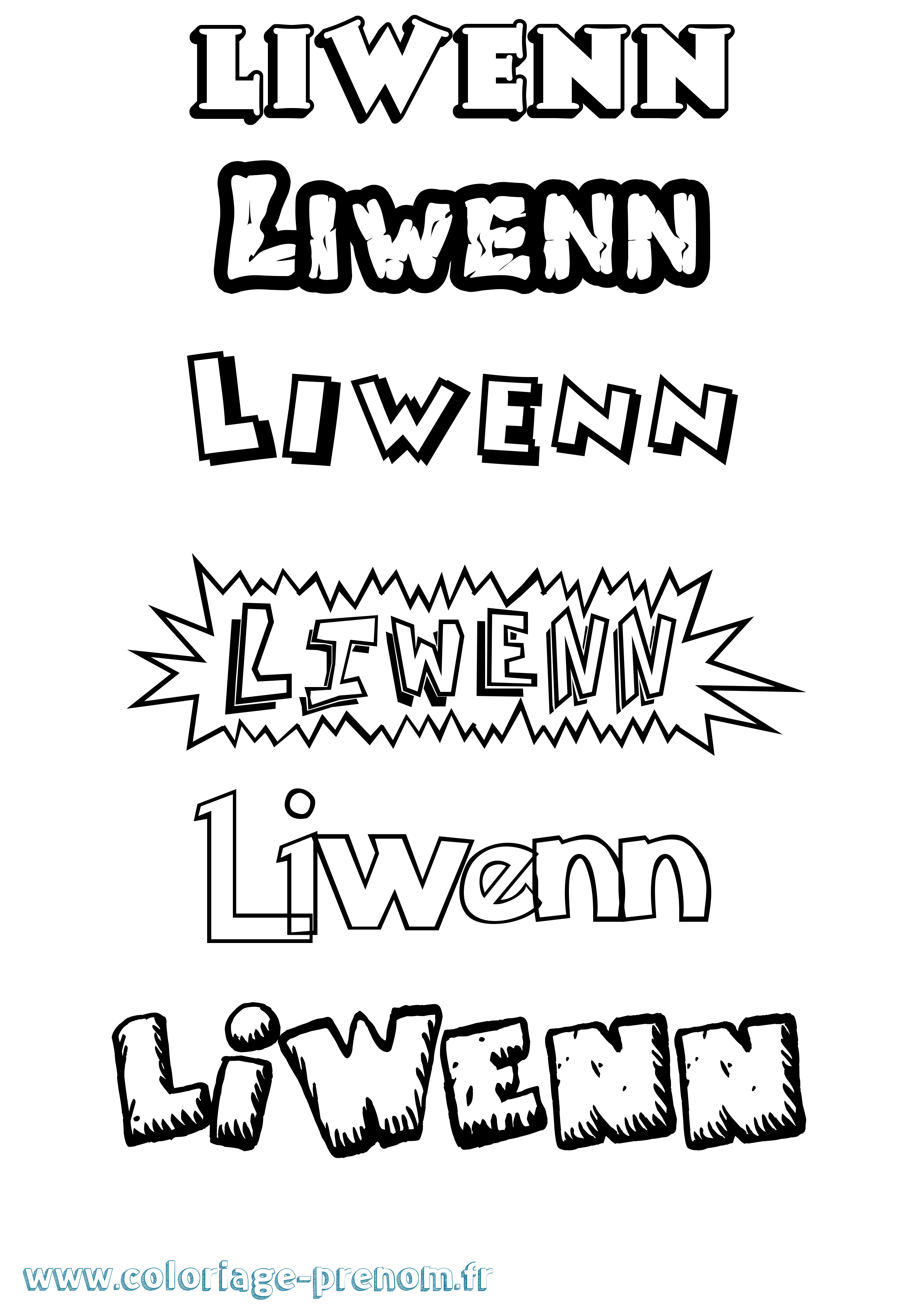 Coloriage prénom Liwenn Dessin Animé