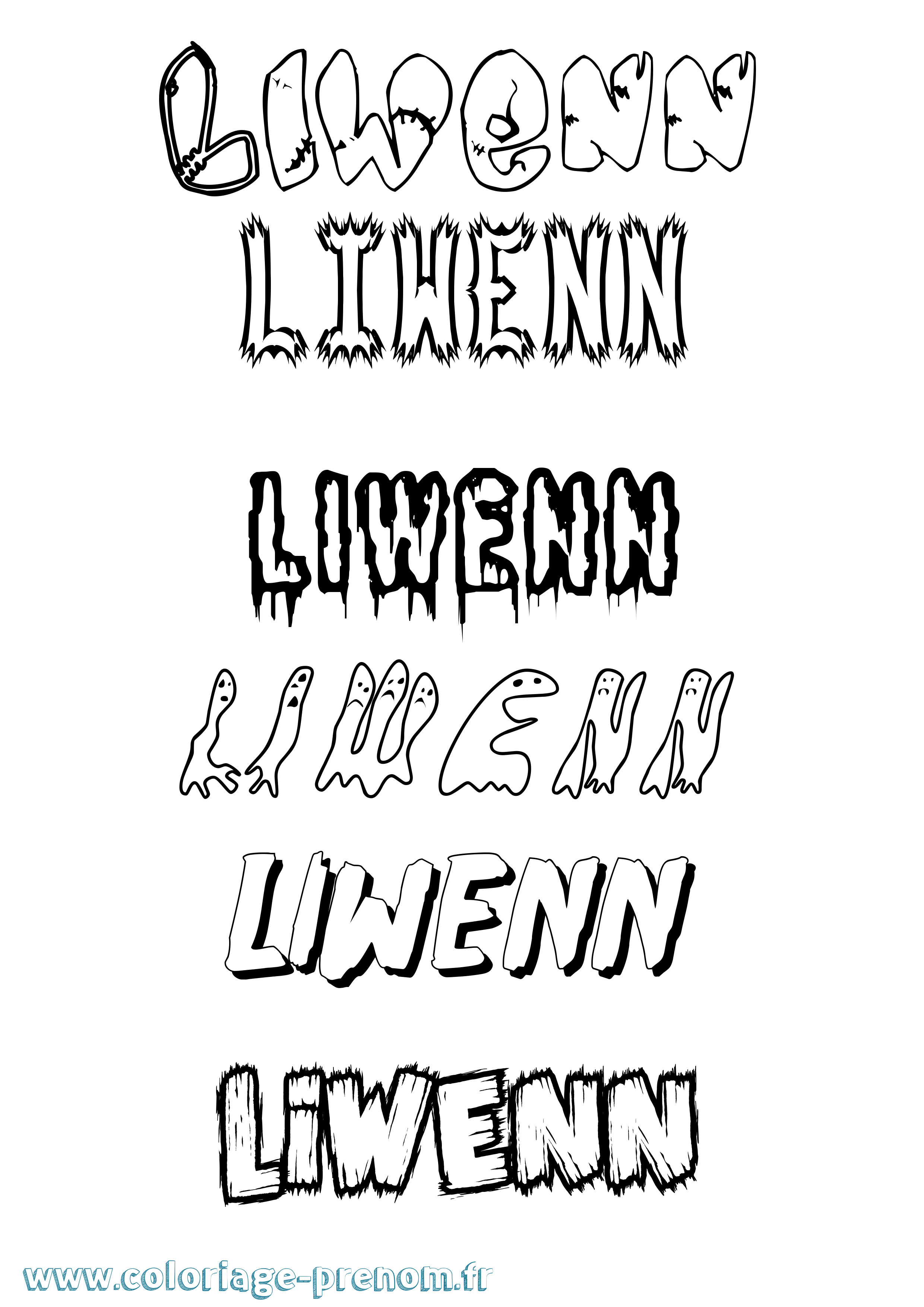 Coloriage prénom Liwenn Frisson