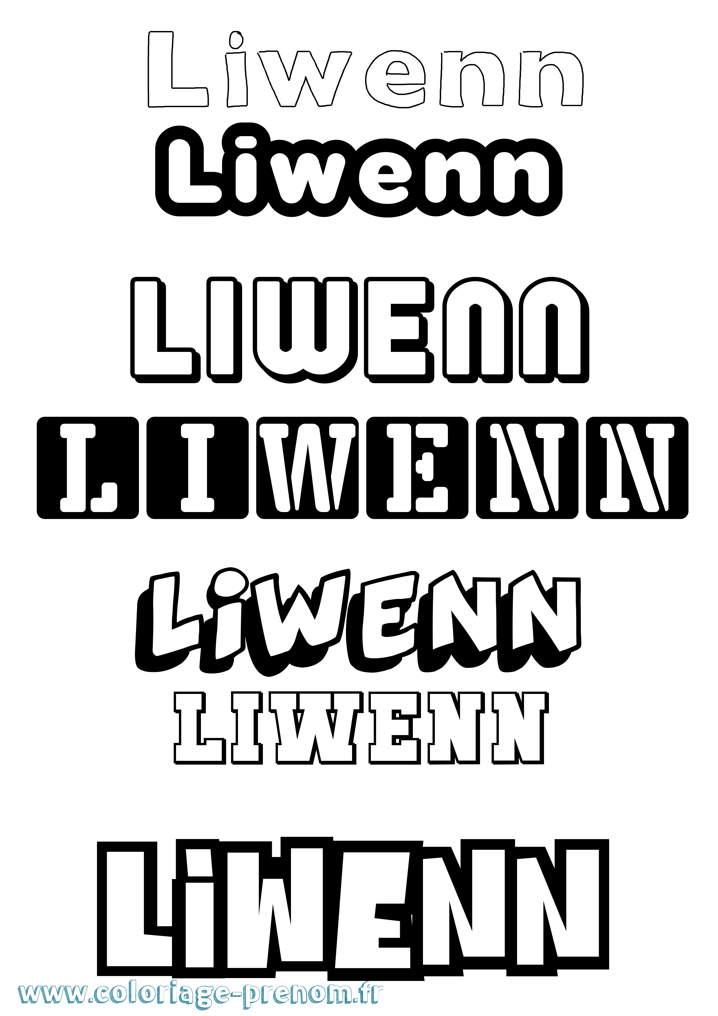 Coloriage prénom Liwenn Simple