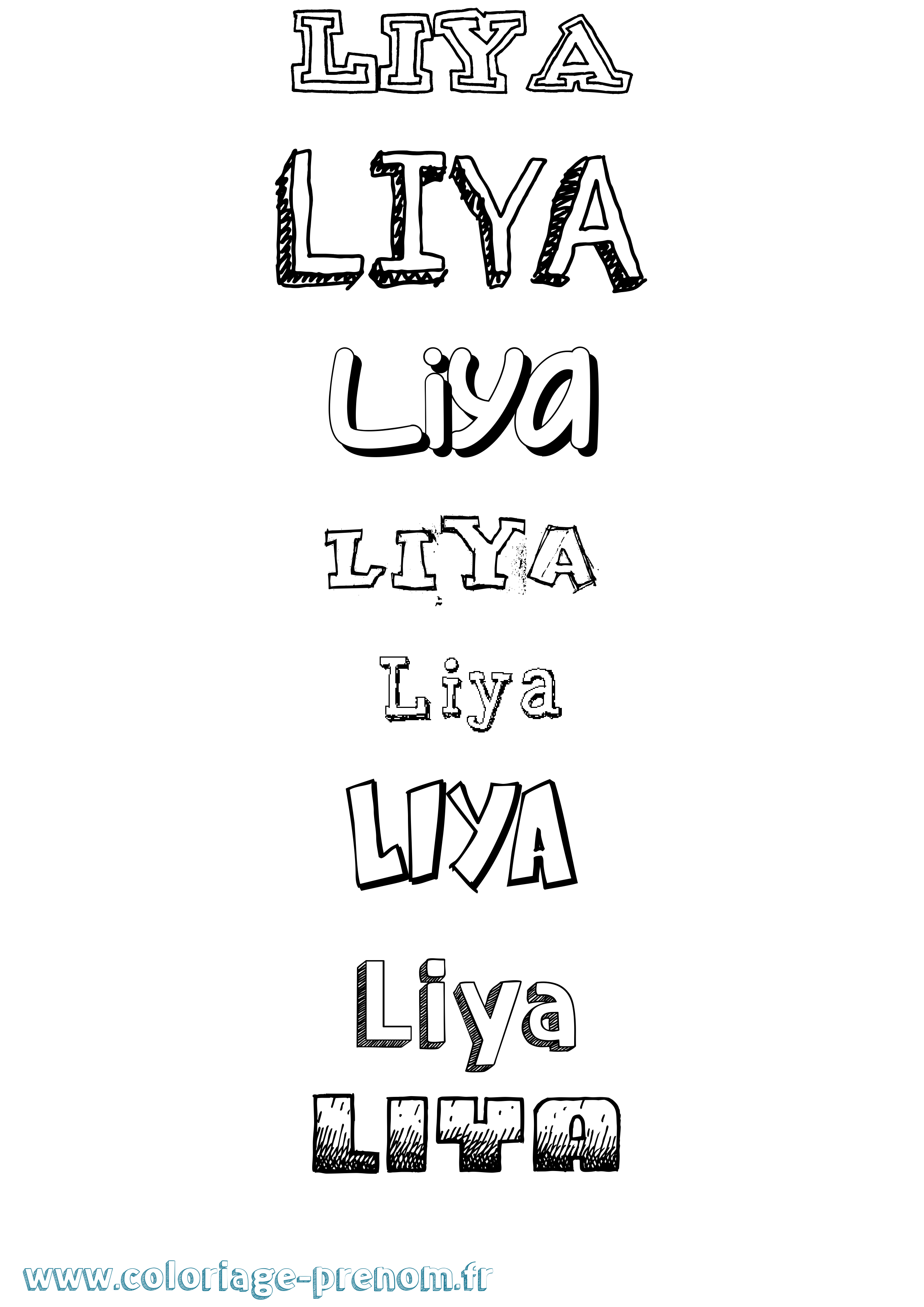 Coloriage prénom Liya