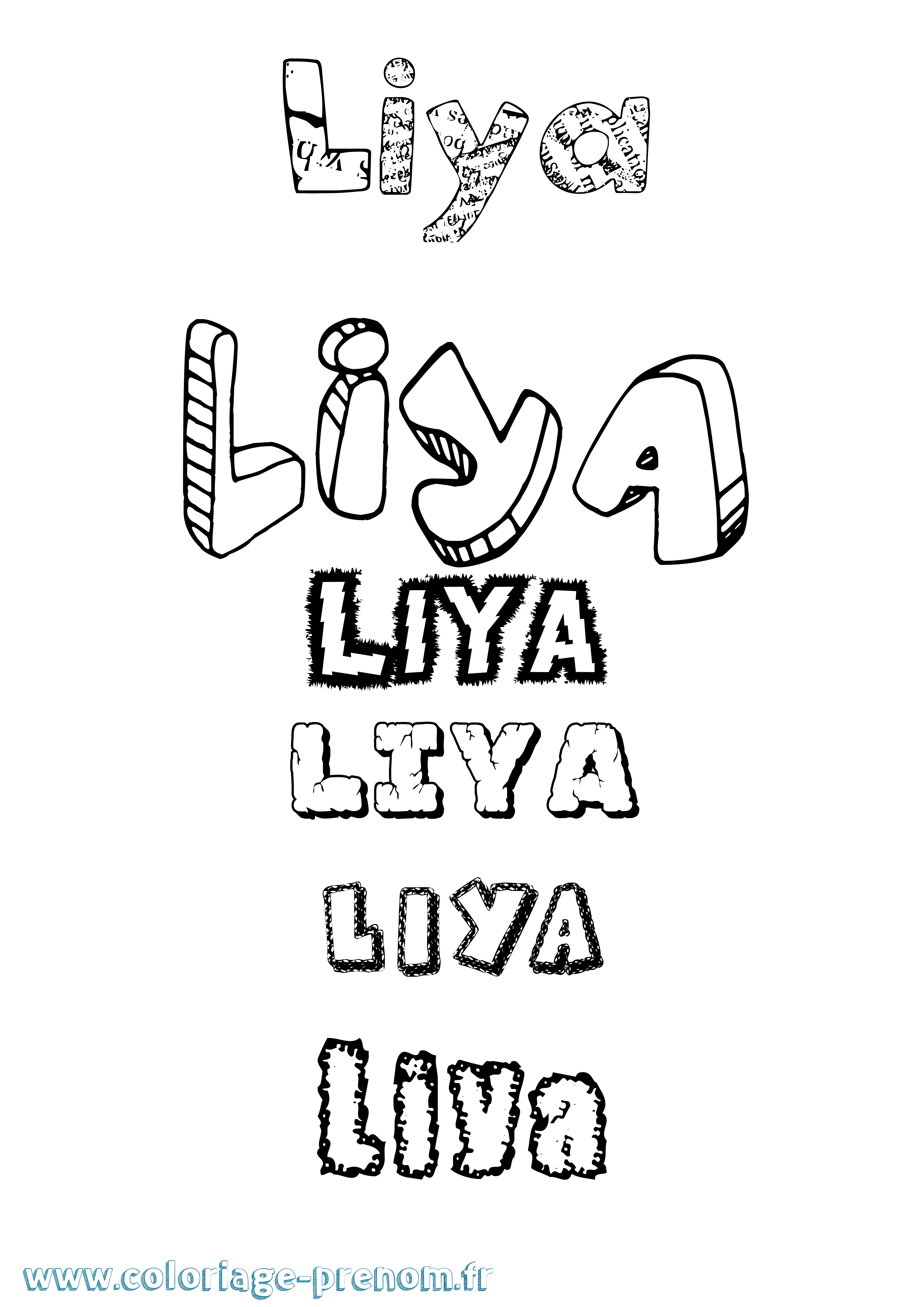 Coloriage prénom Liya