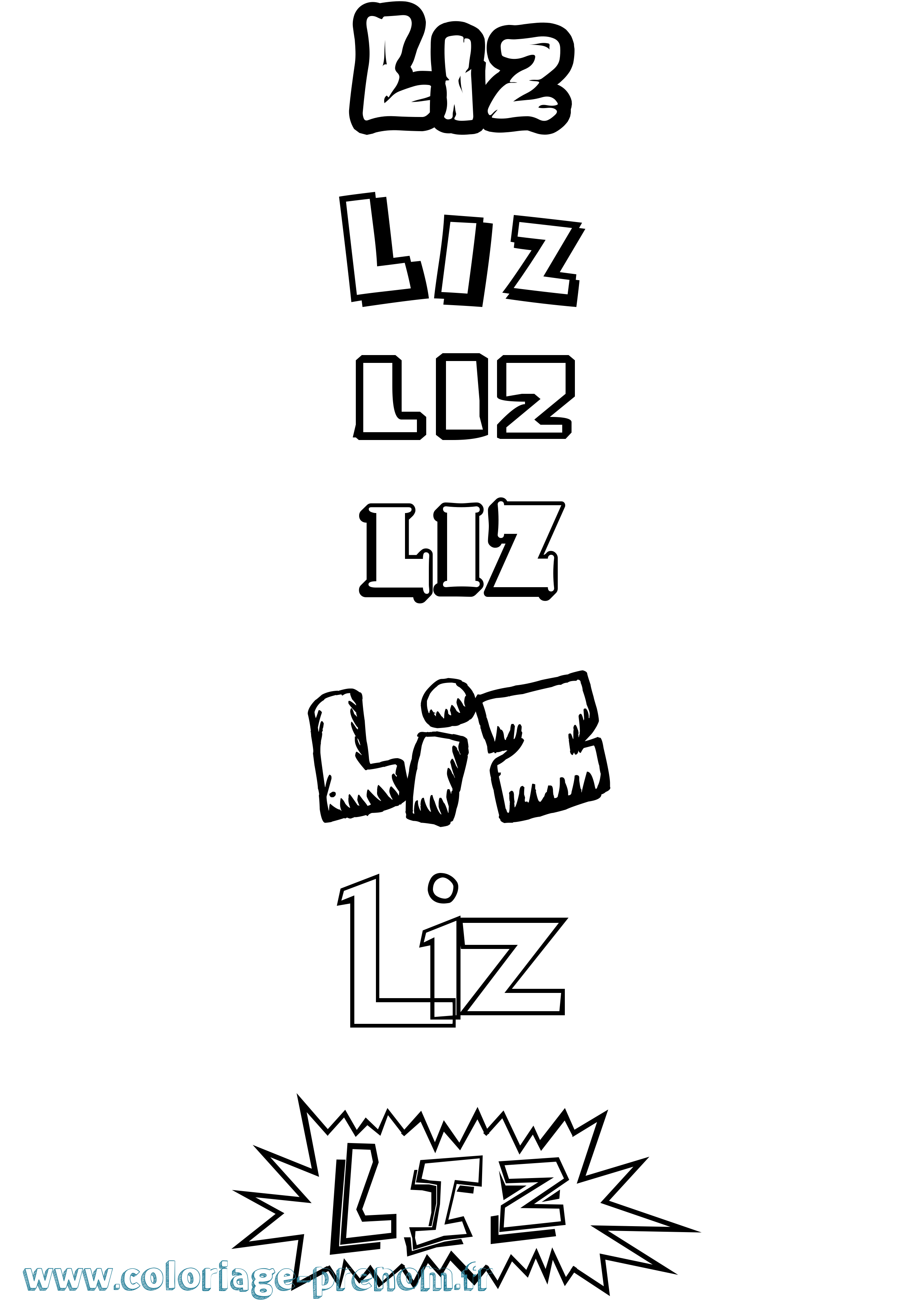 Coloriage prénom Liz
