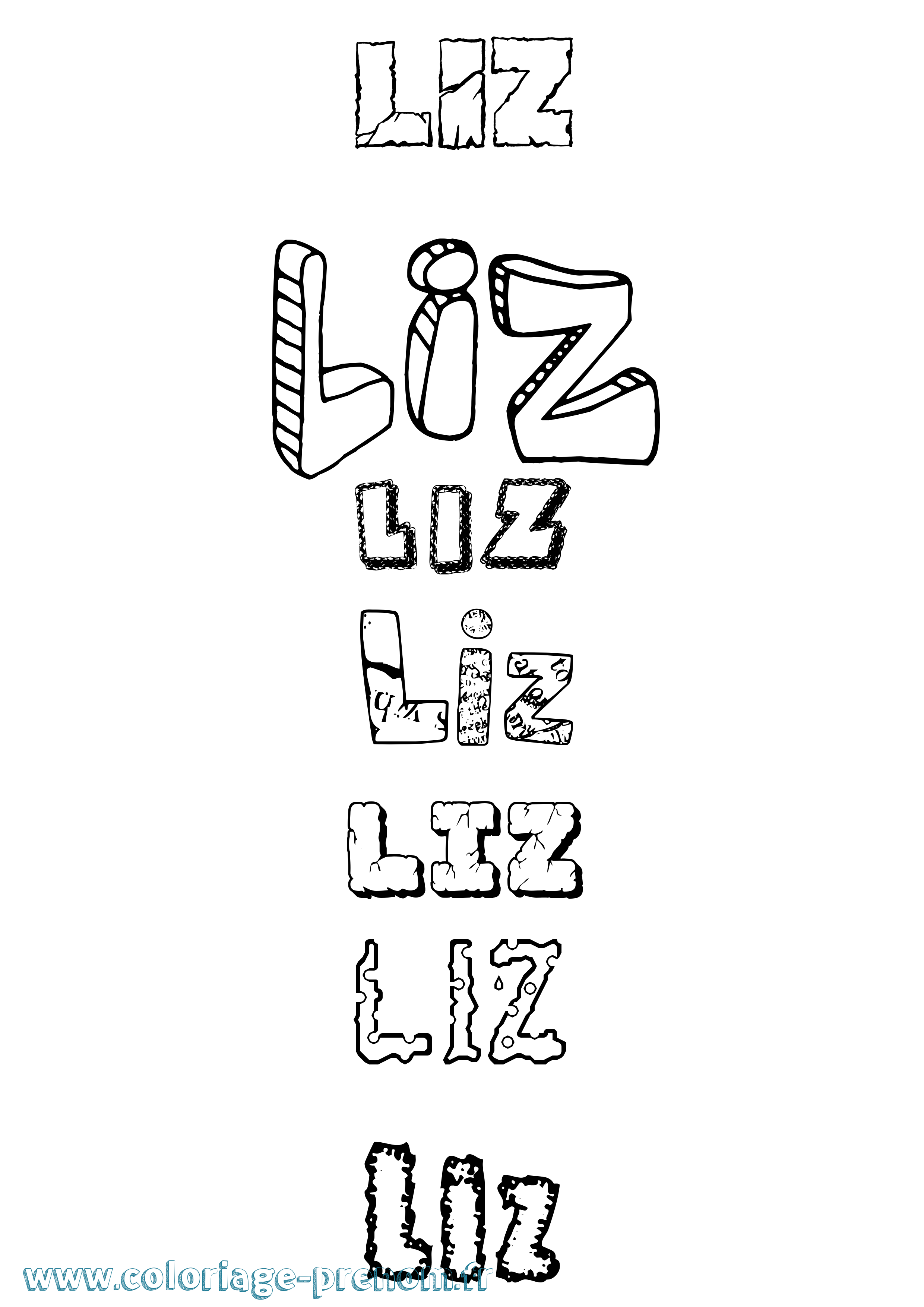 Coloriage prénom Liz
