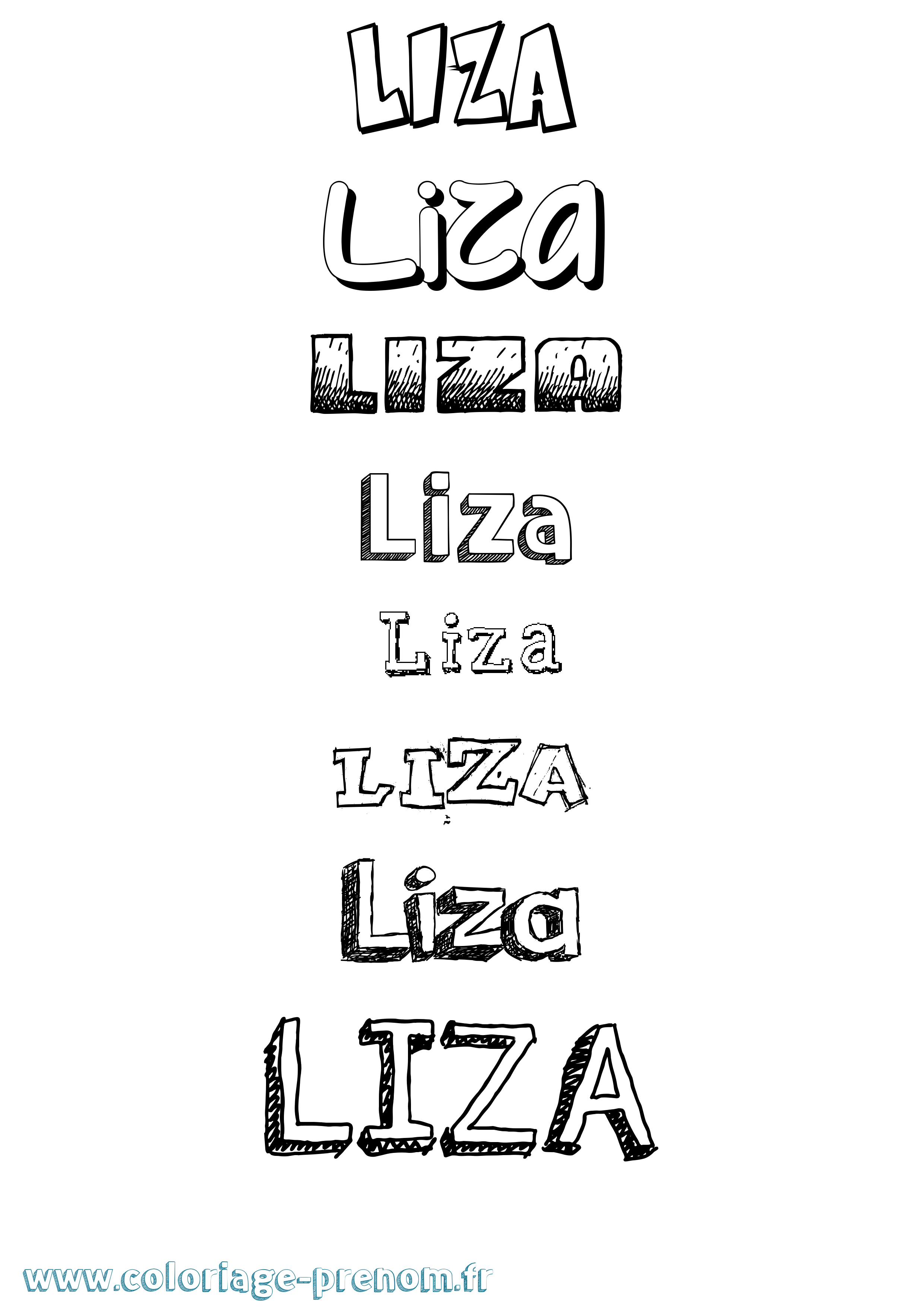 Coloriage prénom Liza Dessiné