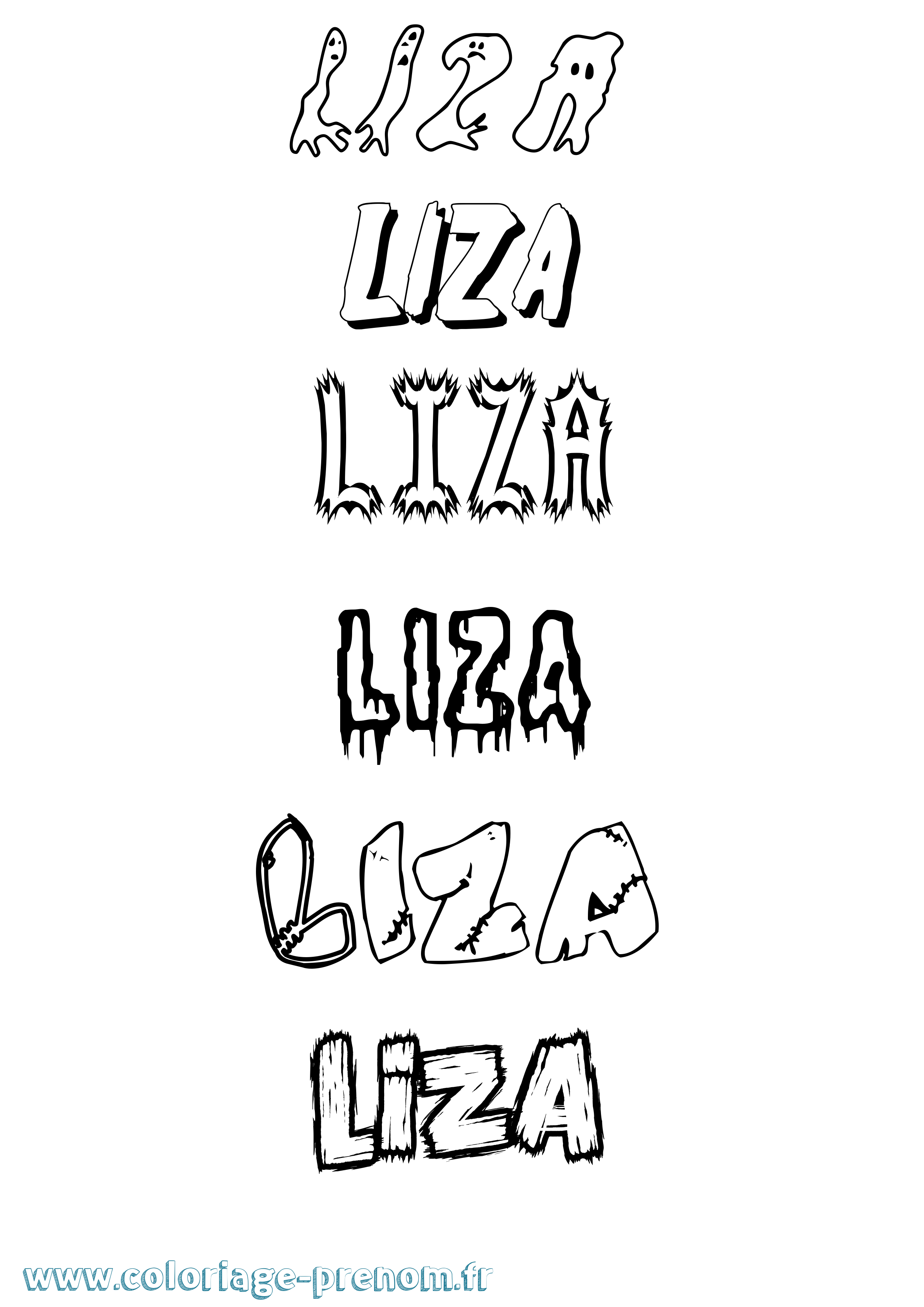 Coloriage prénom Liza Frisson