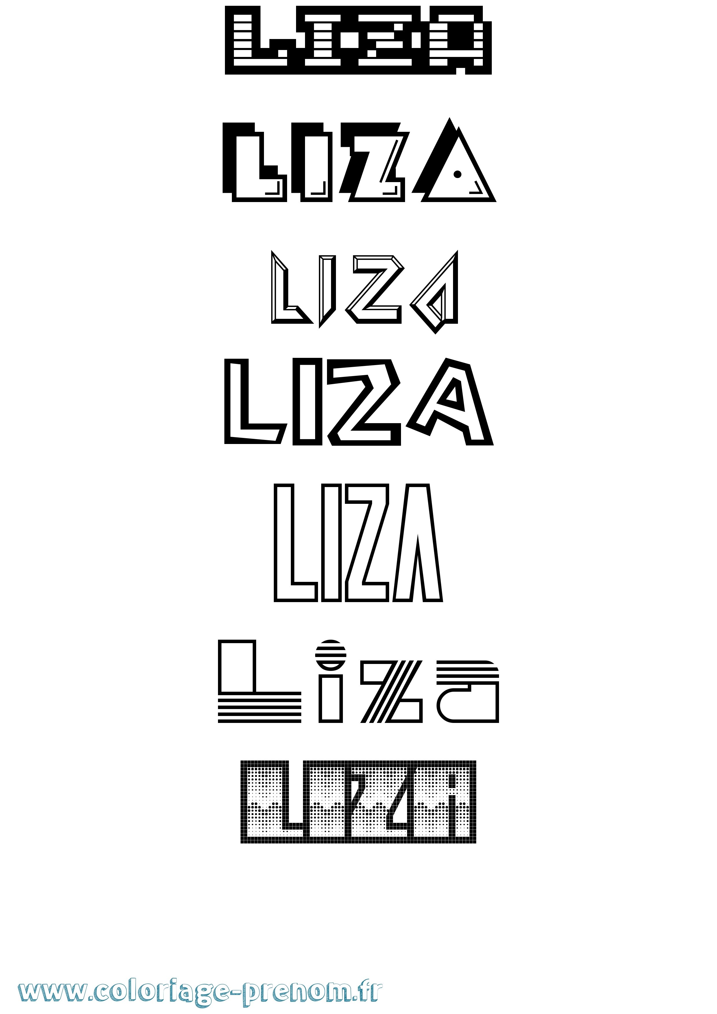 Coloriage prénom Liza Jeux Vidéos