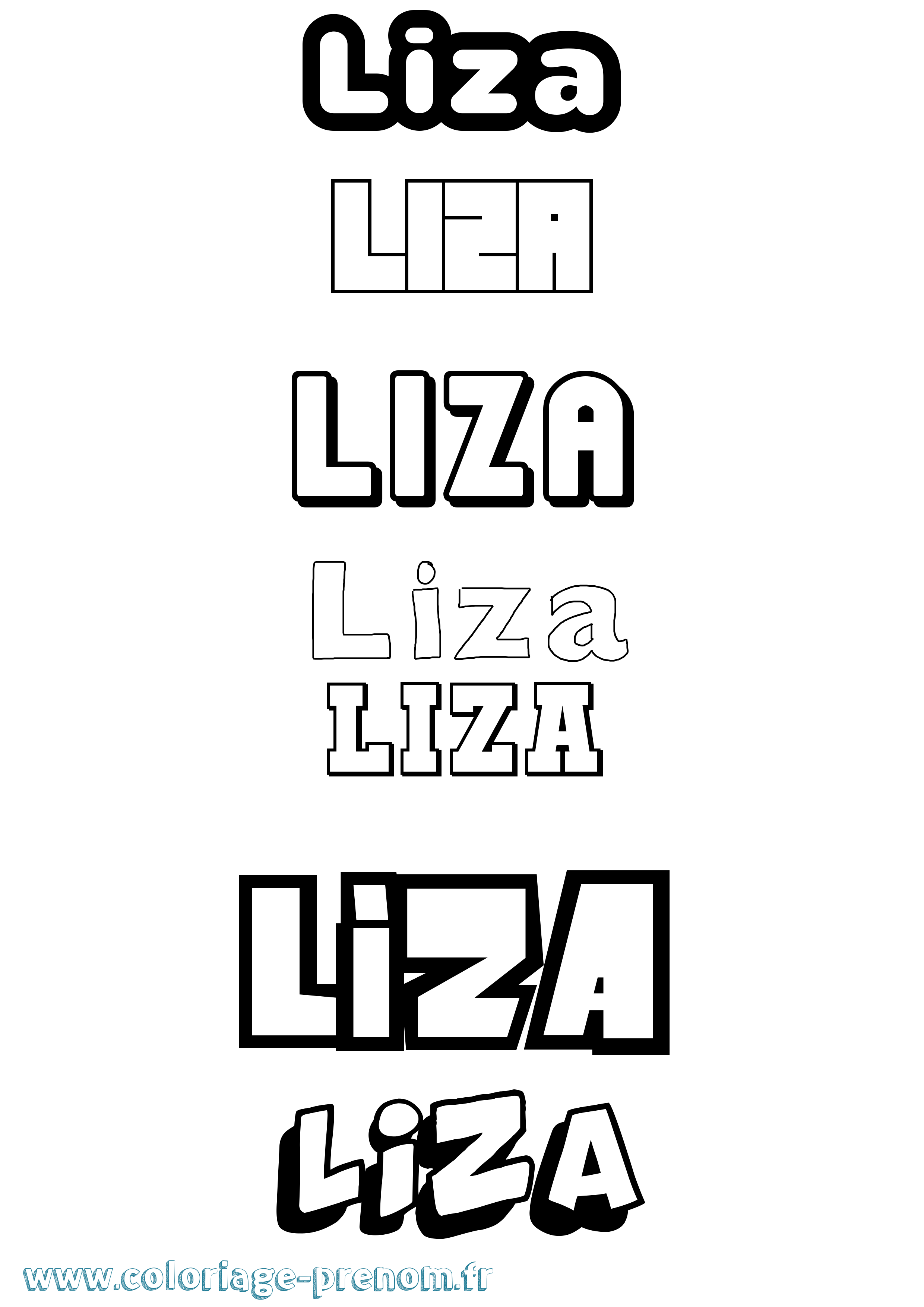 Coloriage prénom Liza Simple