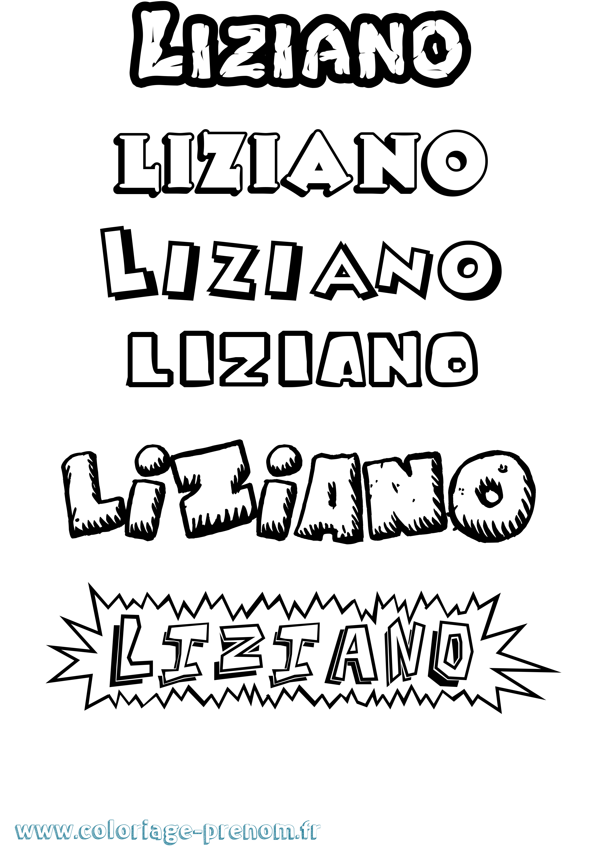 Coloriage prénom Liziano Dessin Animé