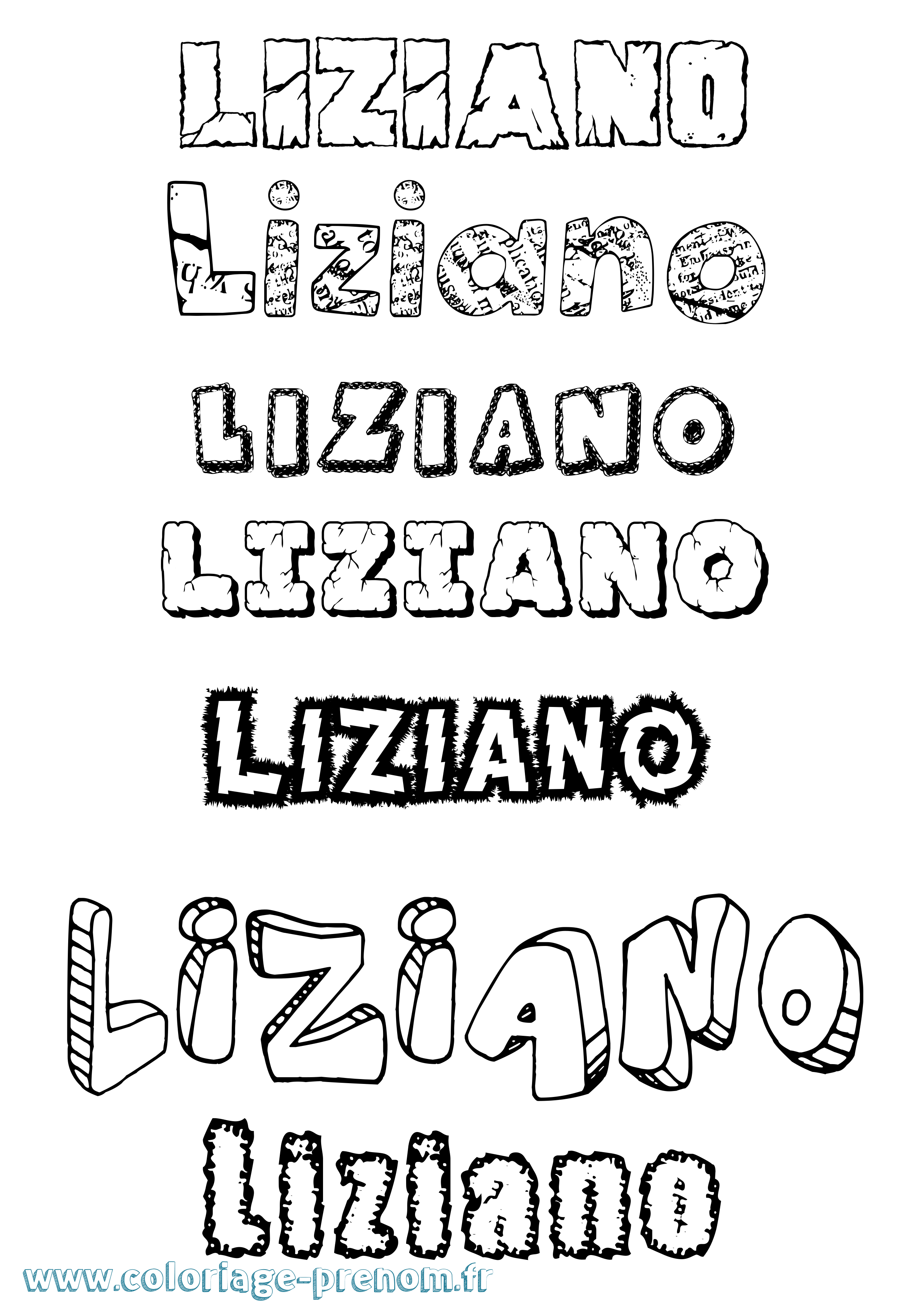 Coloriage prénom Liziano Destructuré