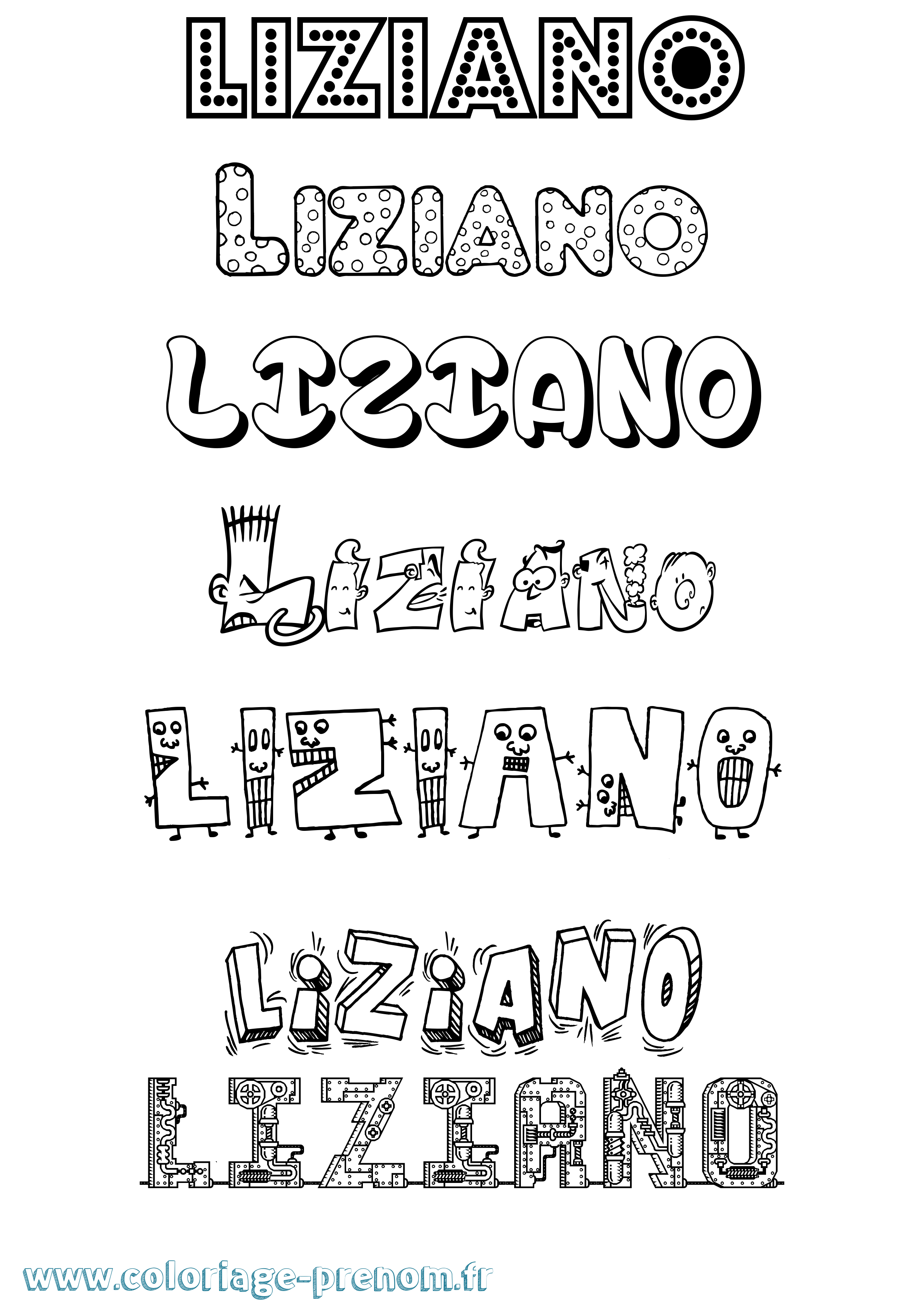 Coloriage prénom Liziano Fun