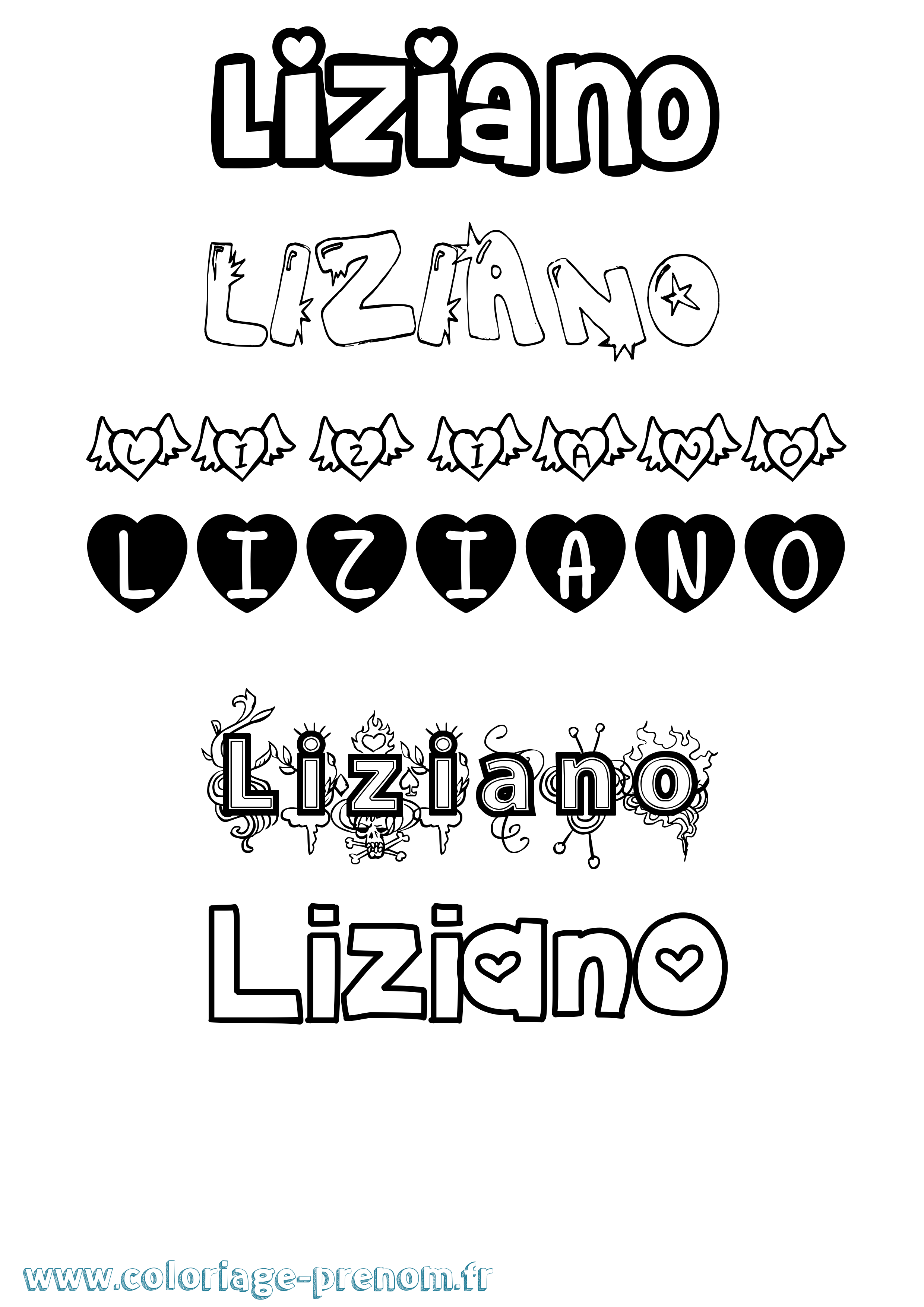 Coloriage prénom Liziano Girly