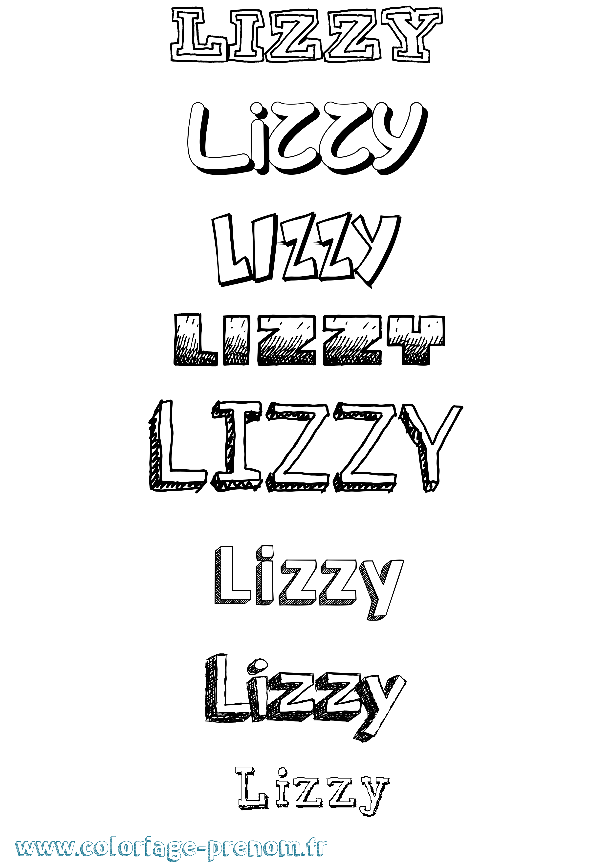 Coloriage prénom Lizzy Dessiné