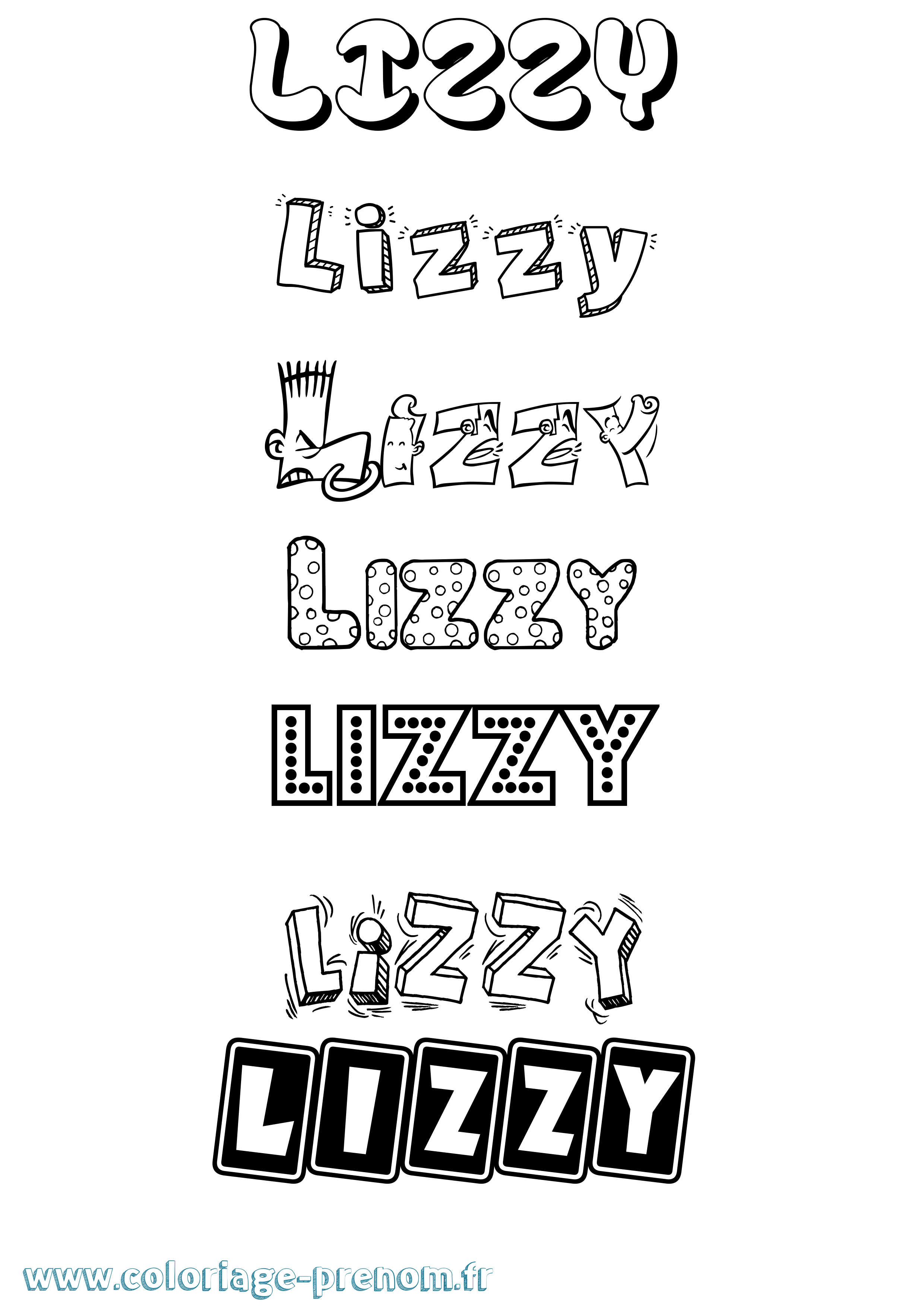 Coloriage prénom Lizzy Fun