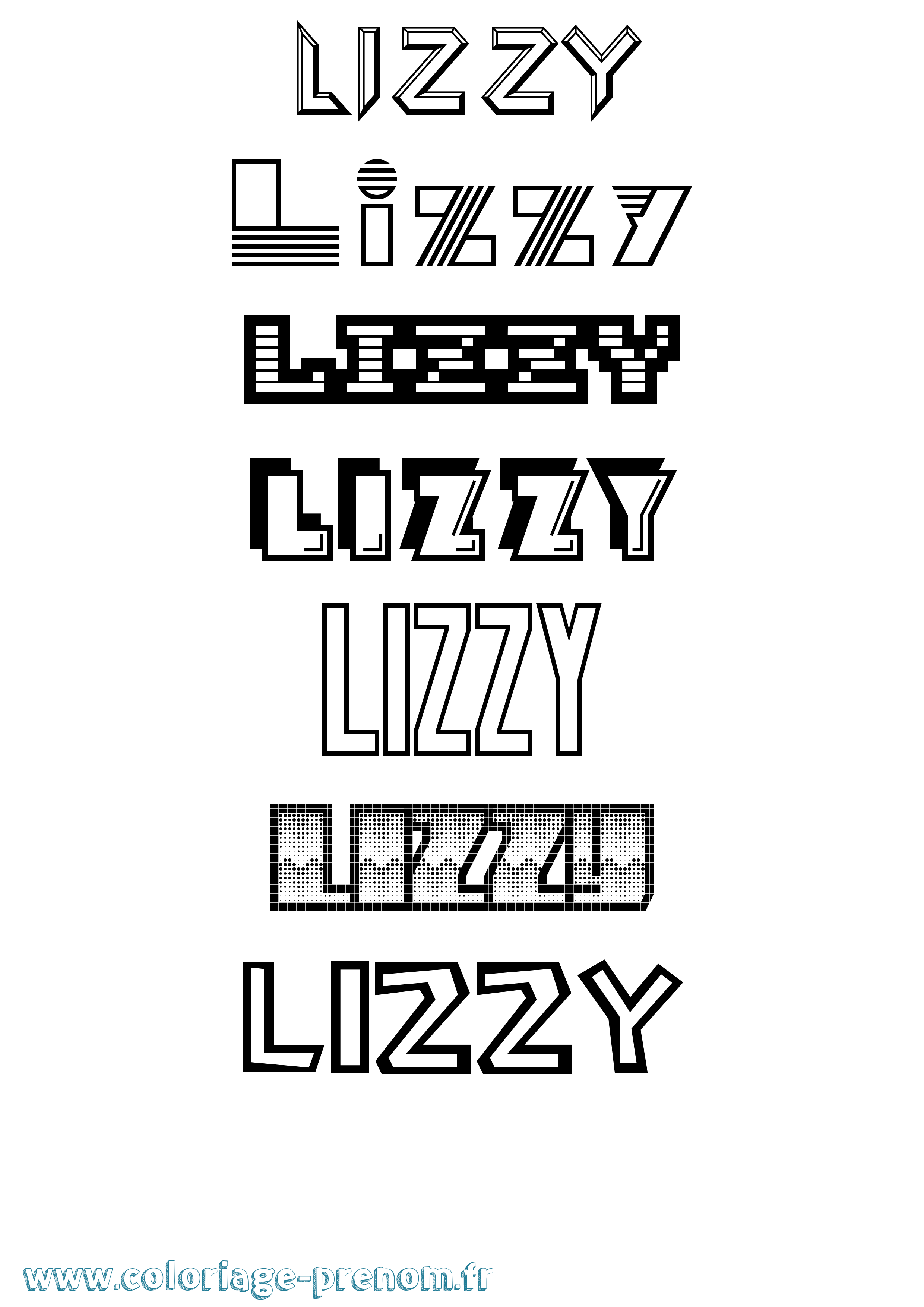 Coloriage prénom Lizzy Jeux Vidéos