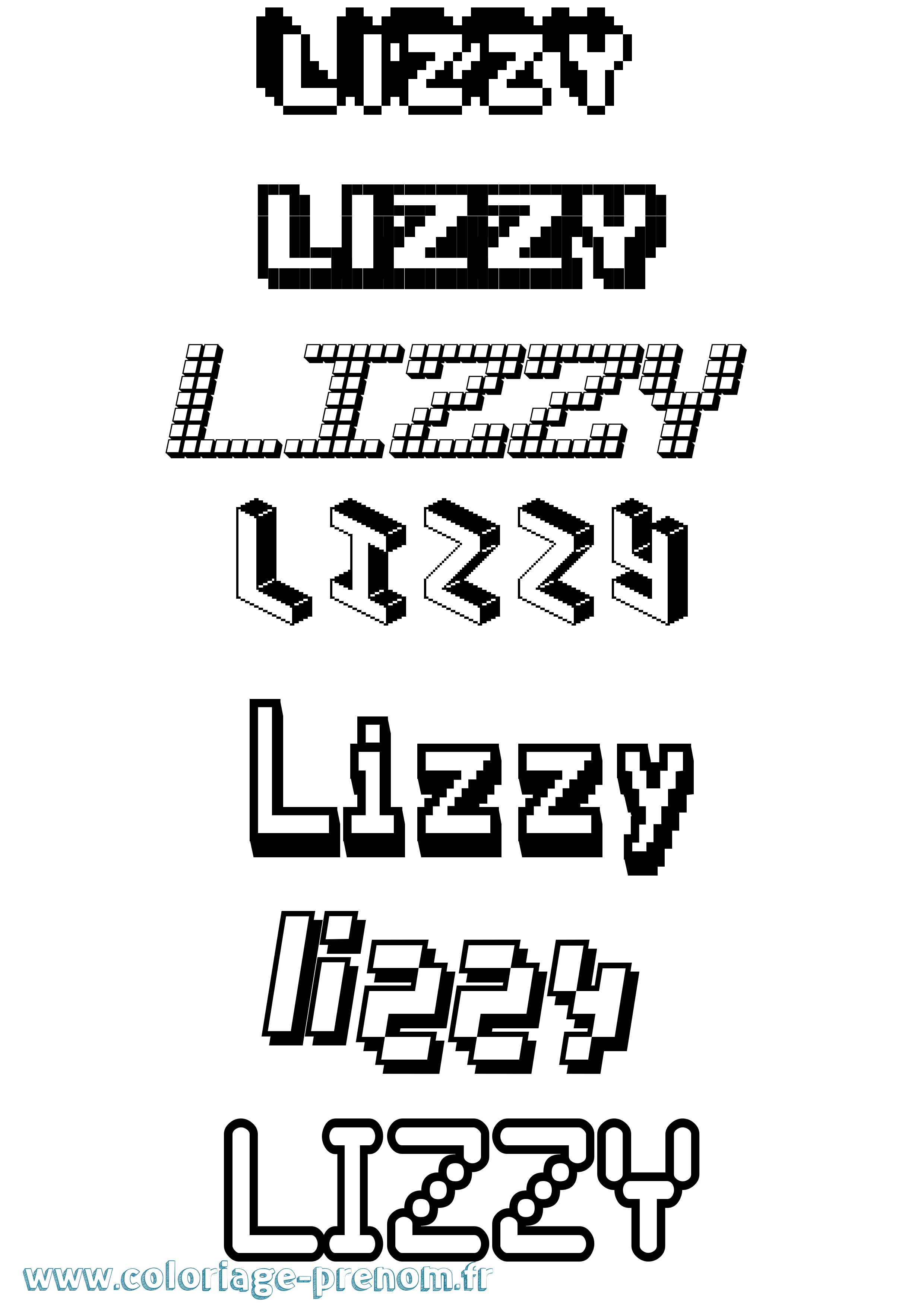 Coloriage prénom Lizzy Pixel
