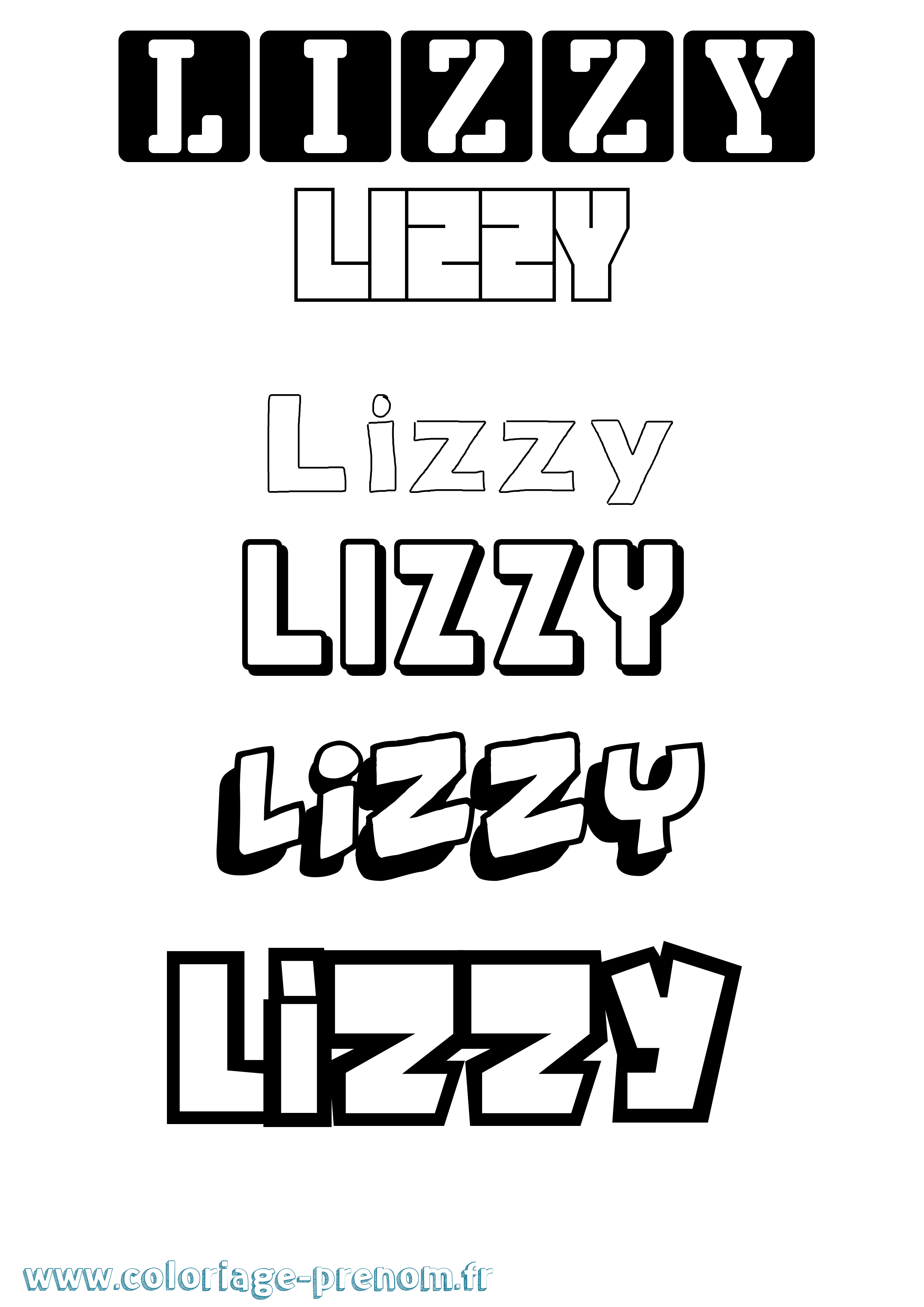 Coloriage prénom Lizzy Simple