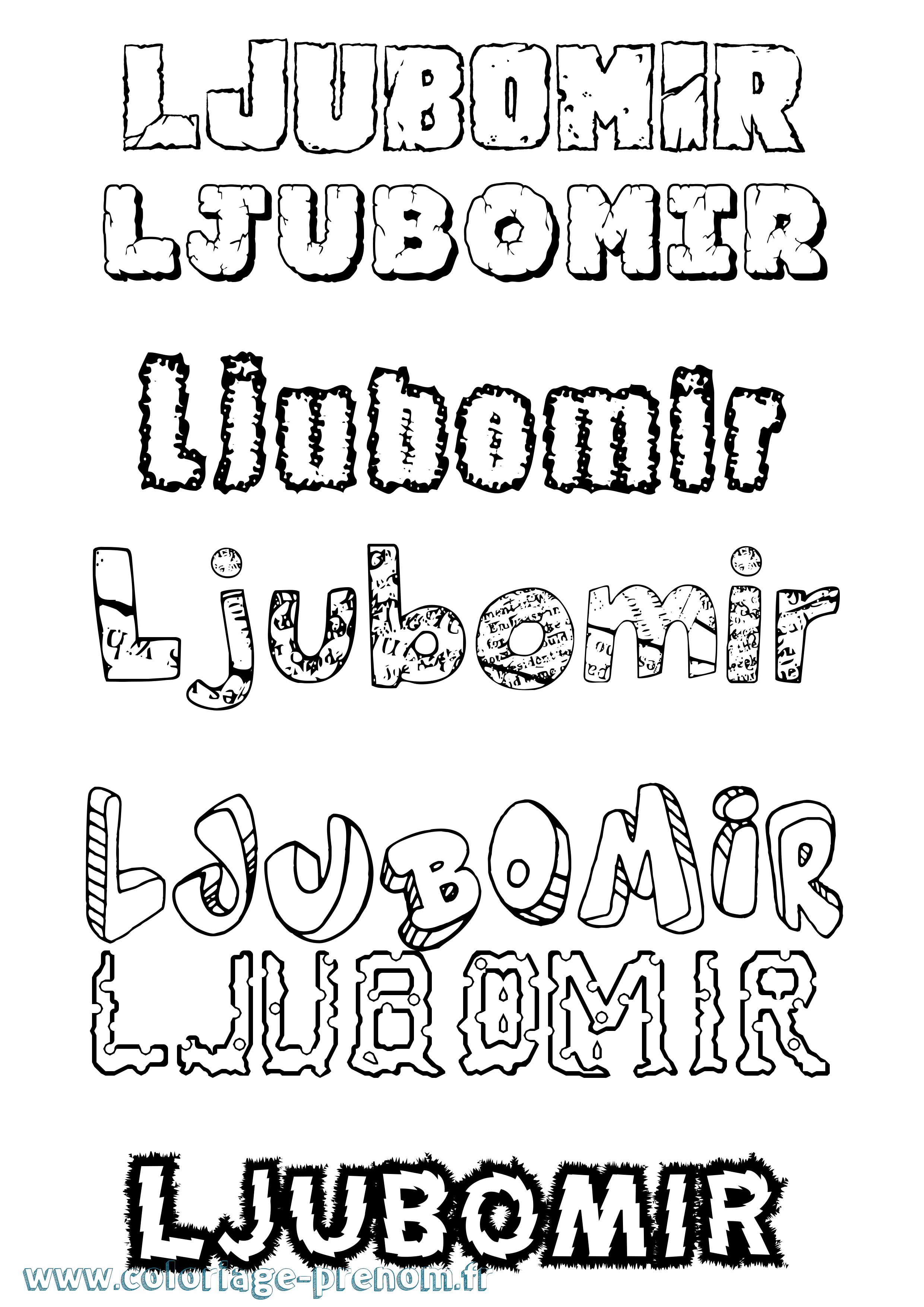 Coloriage prénom Ljubomir Destructuré