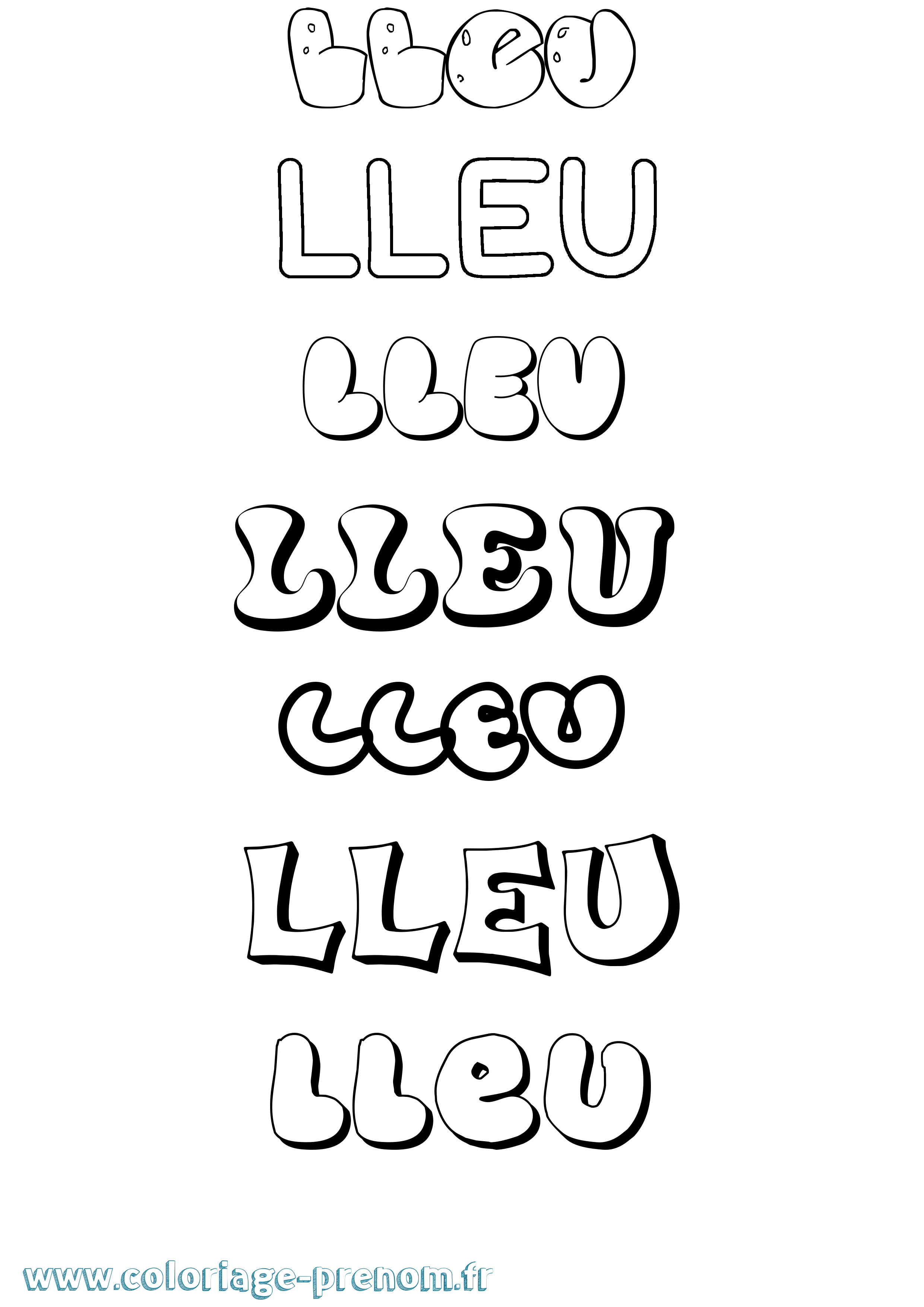Coloriage Lleu Bubble Coloriage prénom Lleu Bubble
