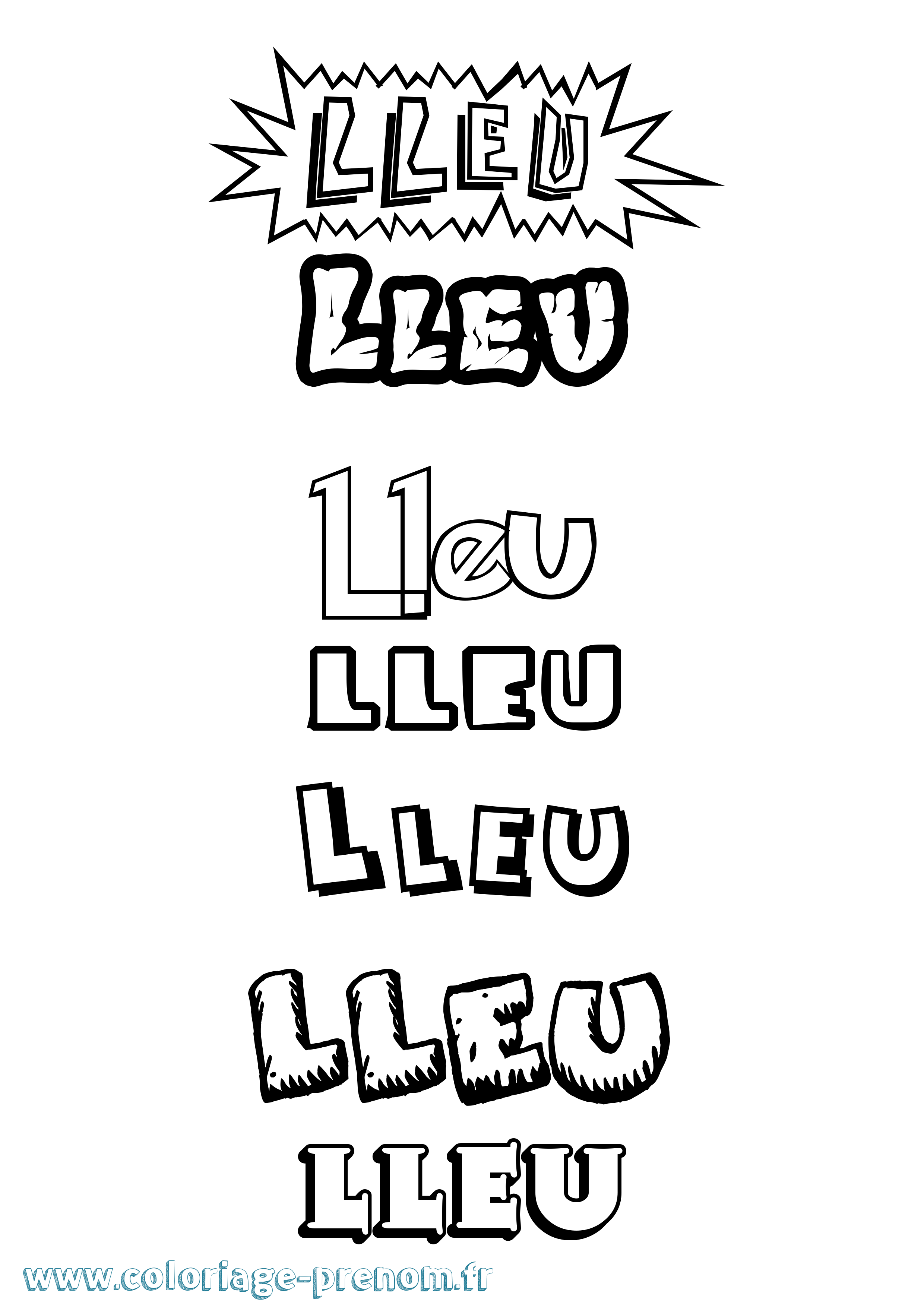 Coloriage Lleu Dessin Animé Coloriage prénom Lleu Dessin Animé