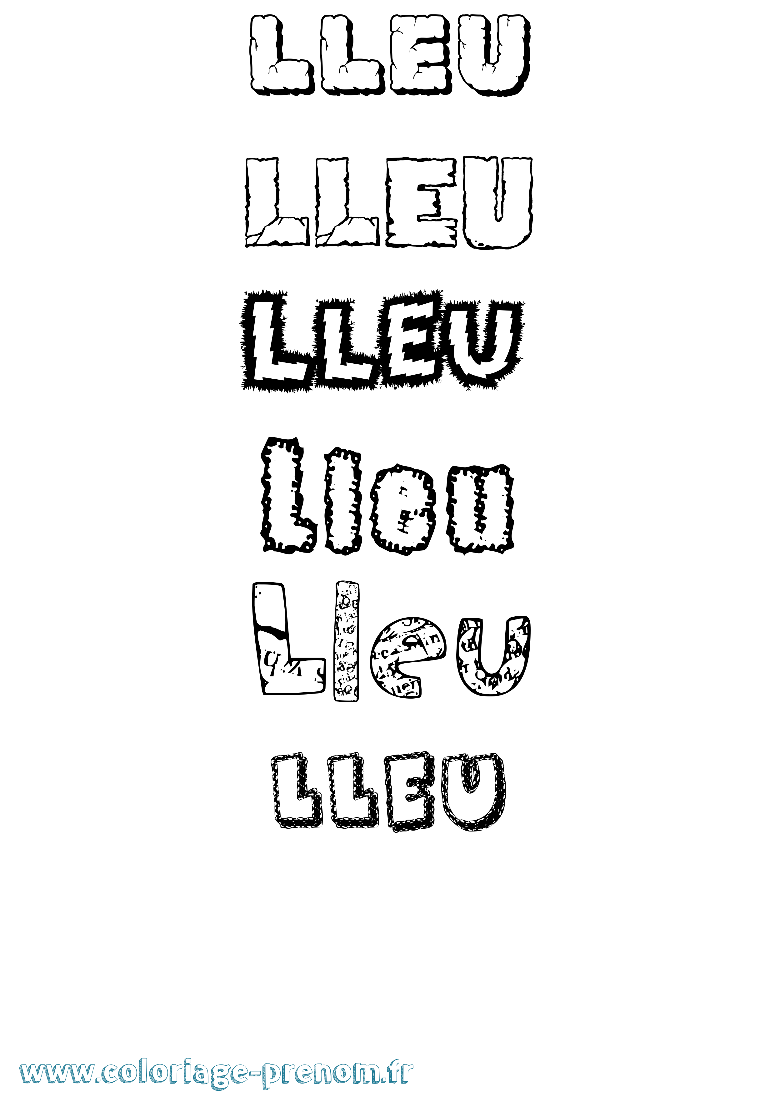 Coloriage Lleu Destructuré Coloriage prénom Lleu Destructuré